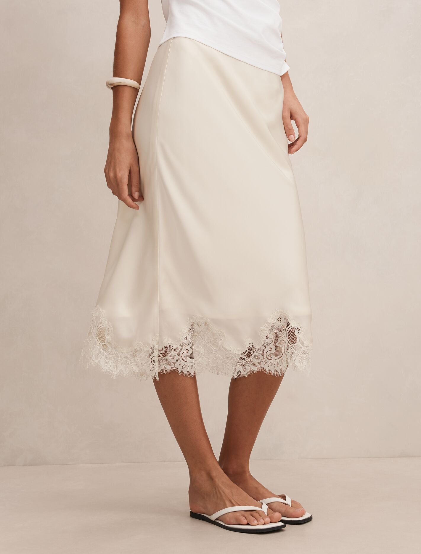 Liana Lace Satin Midi Skirt Forever New