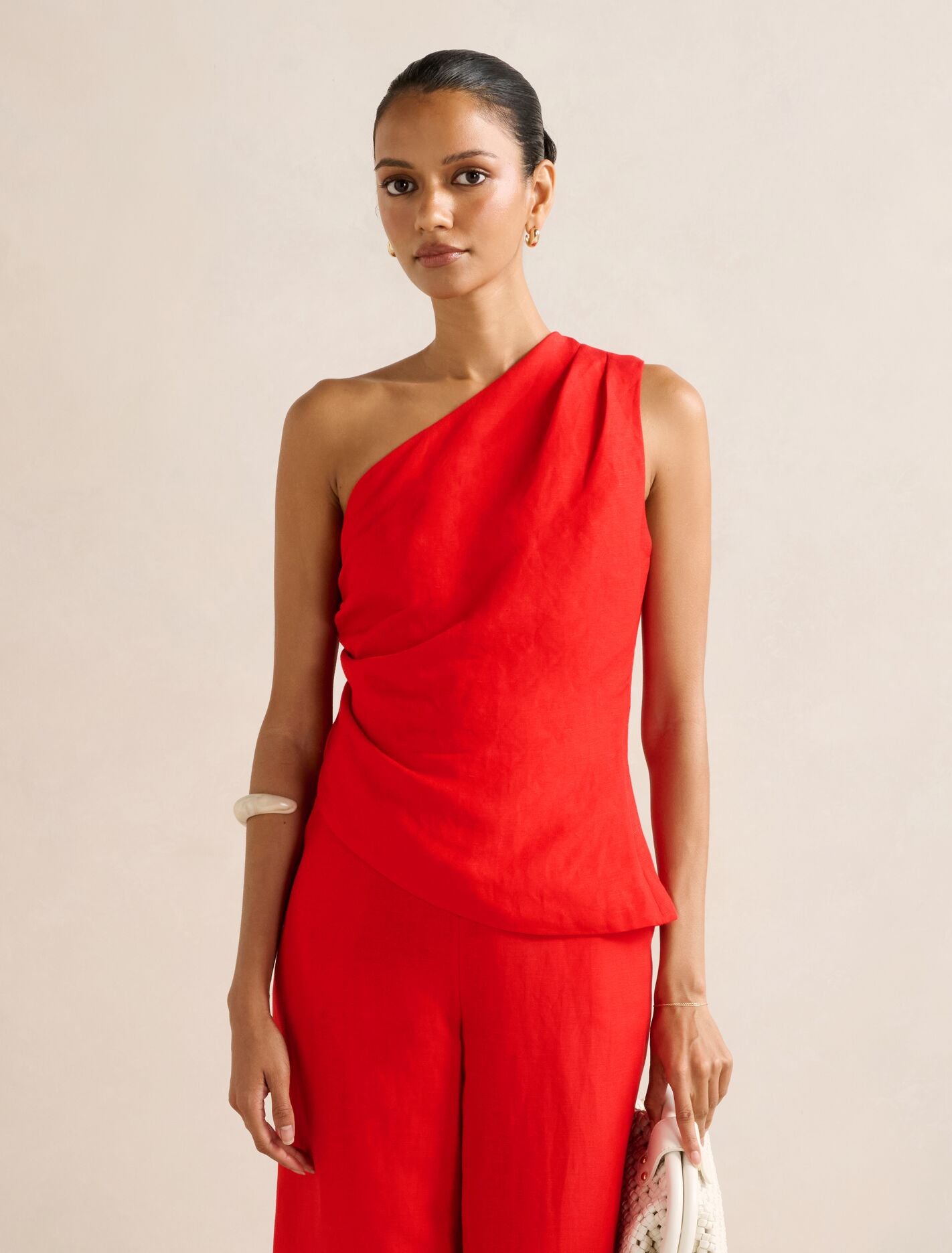 Noah Petite One Shoulder Top Runway Red Co-Ord | Forever New
