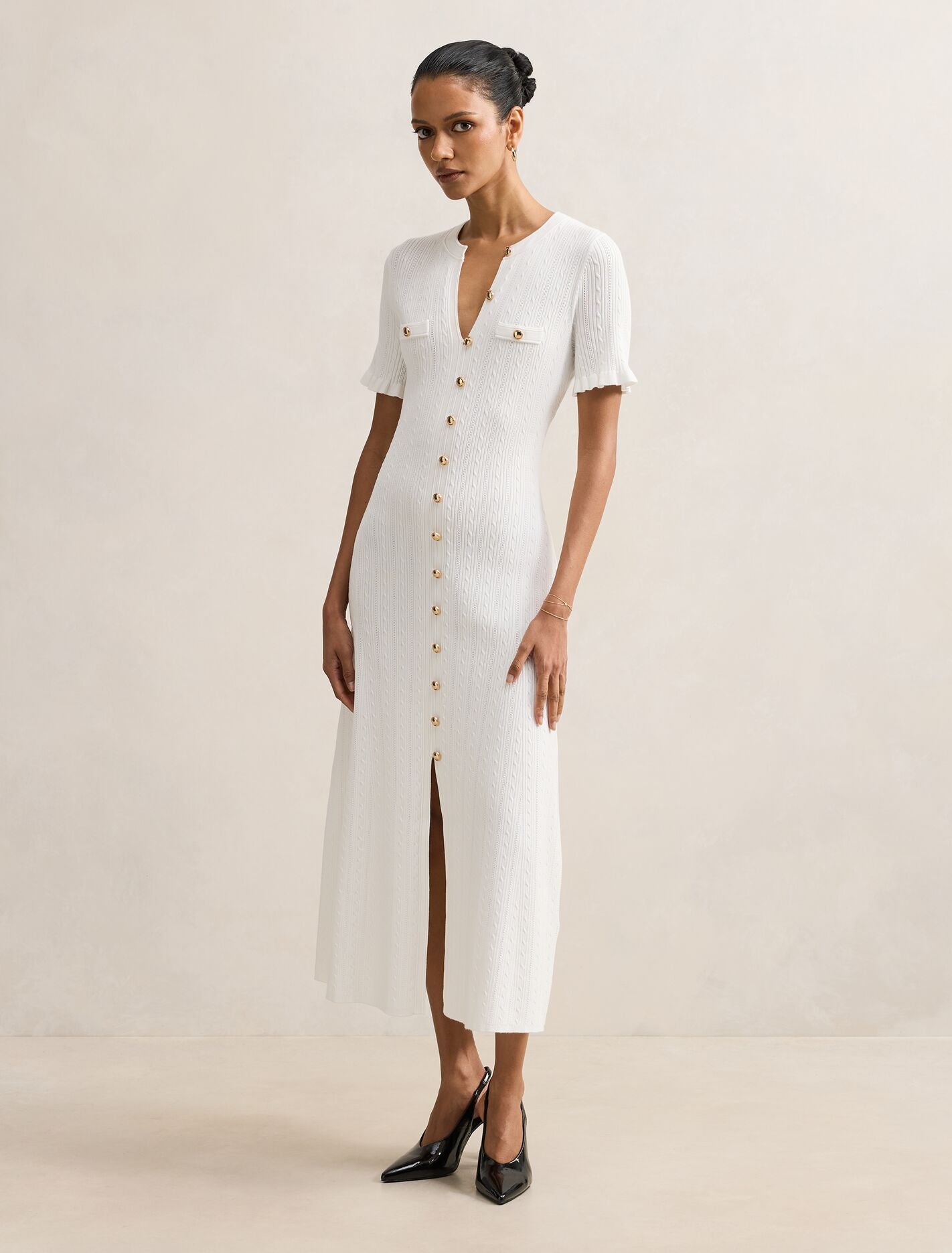 Violetta Petite Stitch Interest Midi Dress Forever New