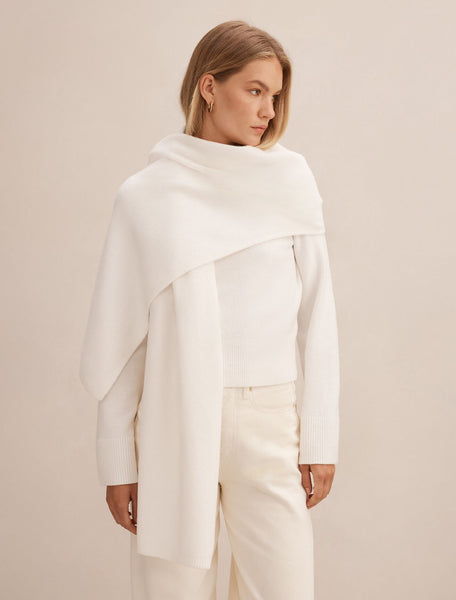 Melody Scarf Detail Sweater Cream | Forever New