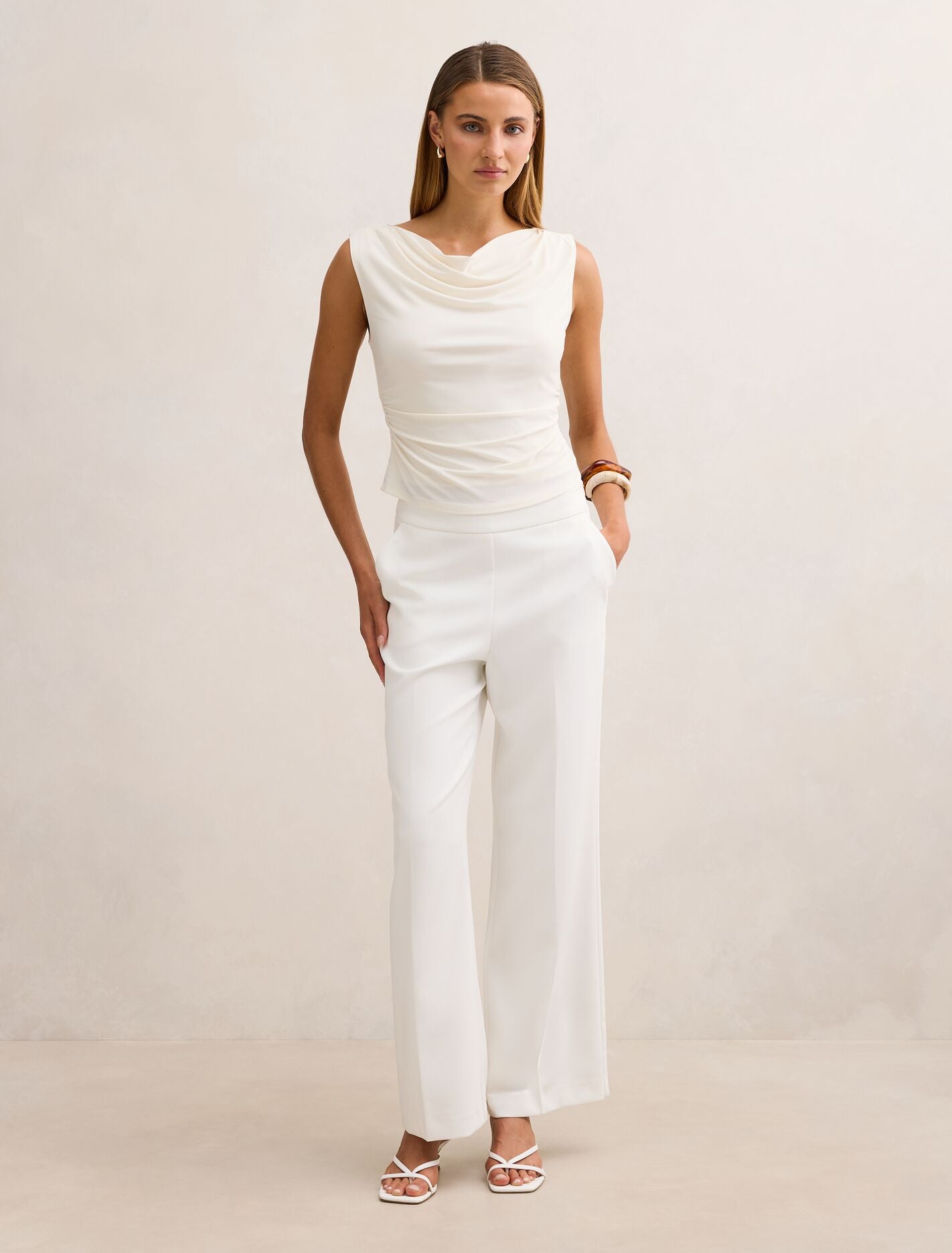 Ada Drape Cowl Back Top Cream | Forever New