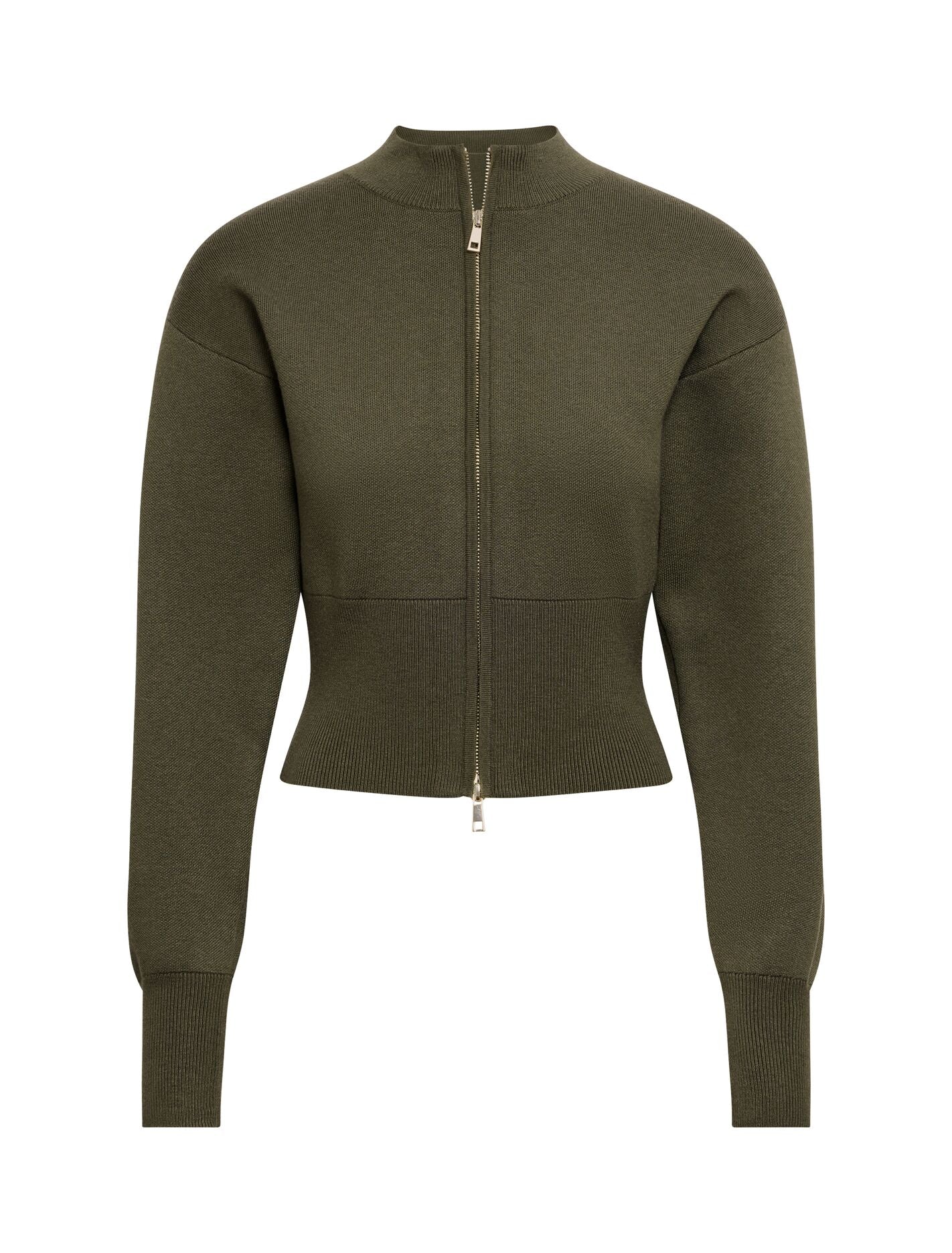 Hanna Zip Knit Jacket Olive | Forever New