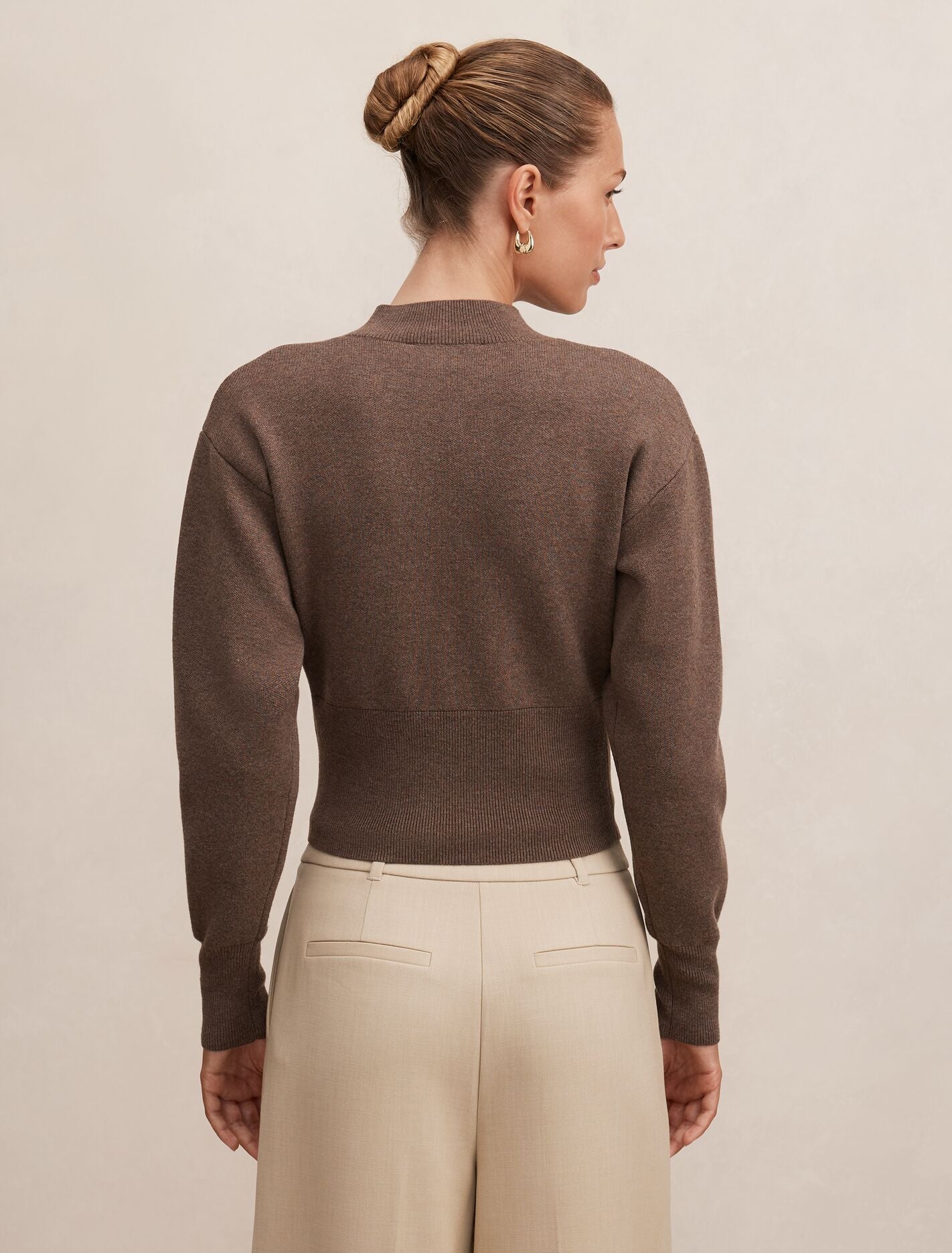Hanna Zip Knit Jacket Hazelnut | Forever New