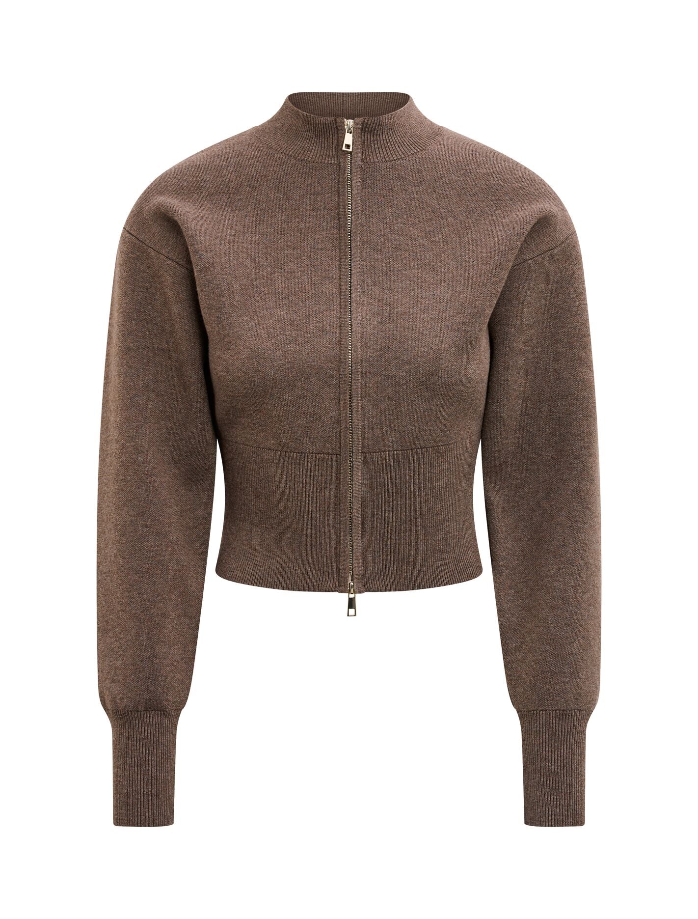 Hanna Zip Knit Jacket Hazelnut | Forever New