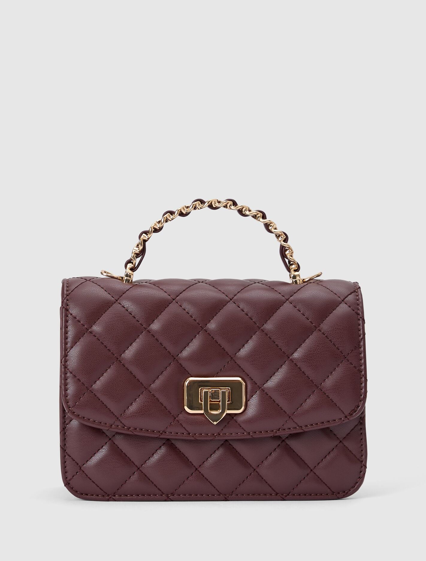 Azalea Quilt Metal Top Handle Bag 0 Wine Forever New