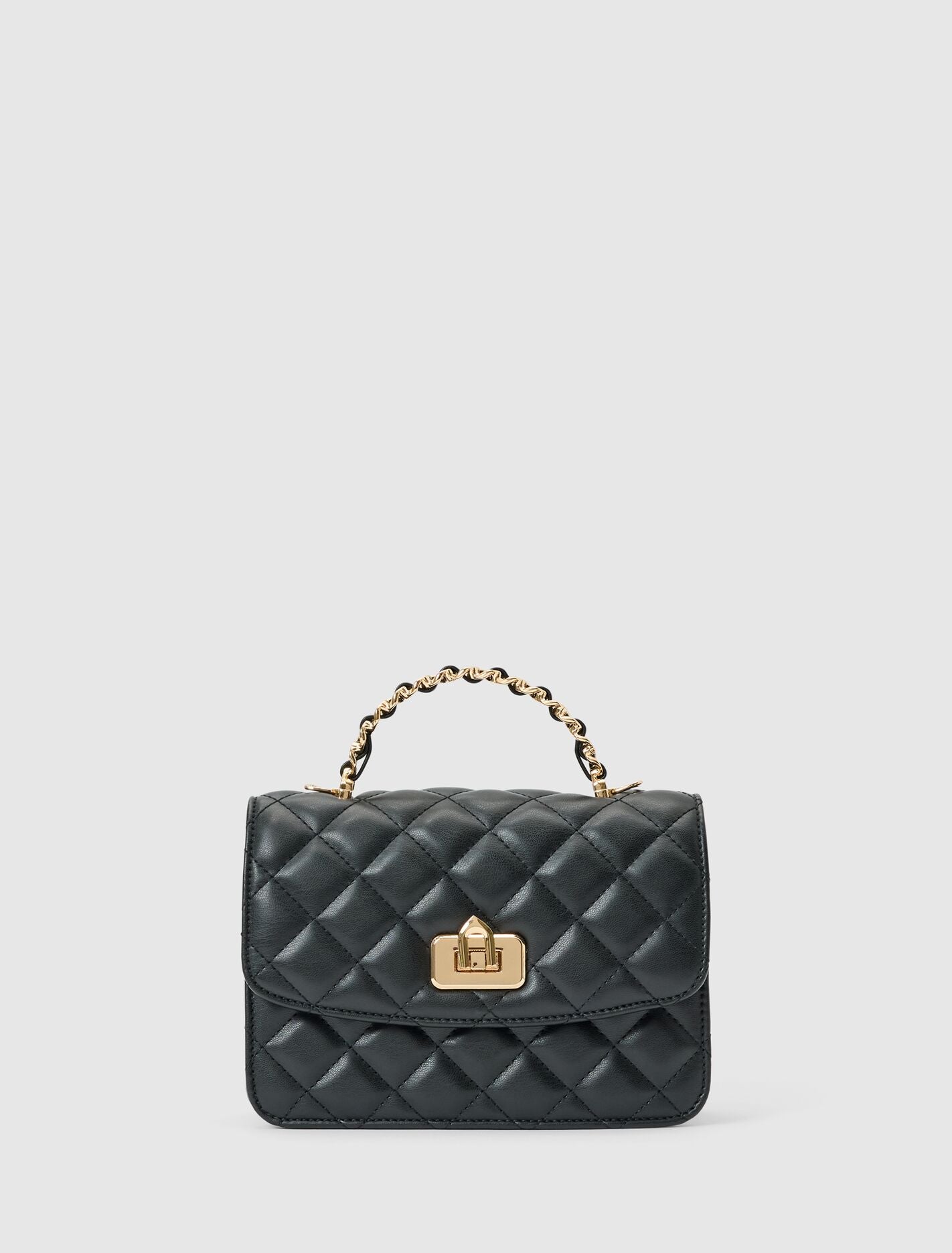 Azalea Quilt Metal Top Handle Bag 0 Black Forever New