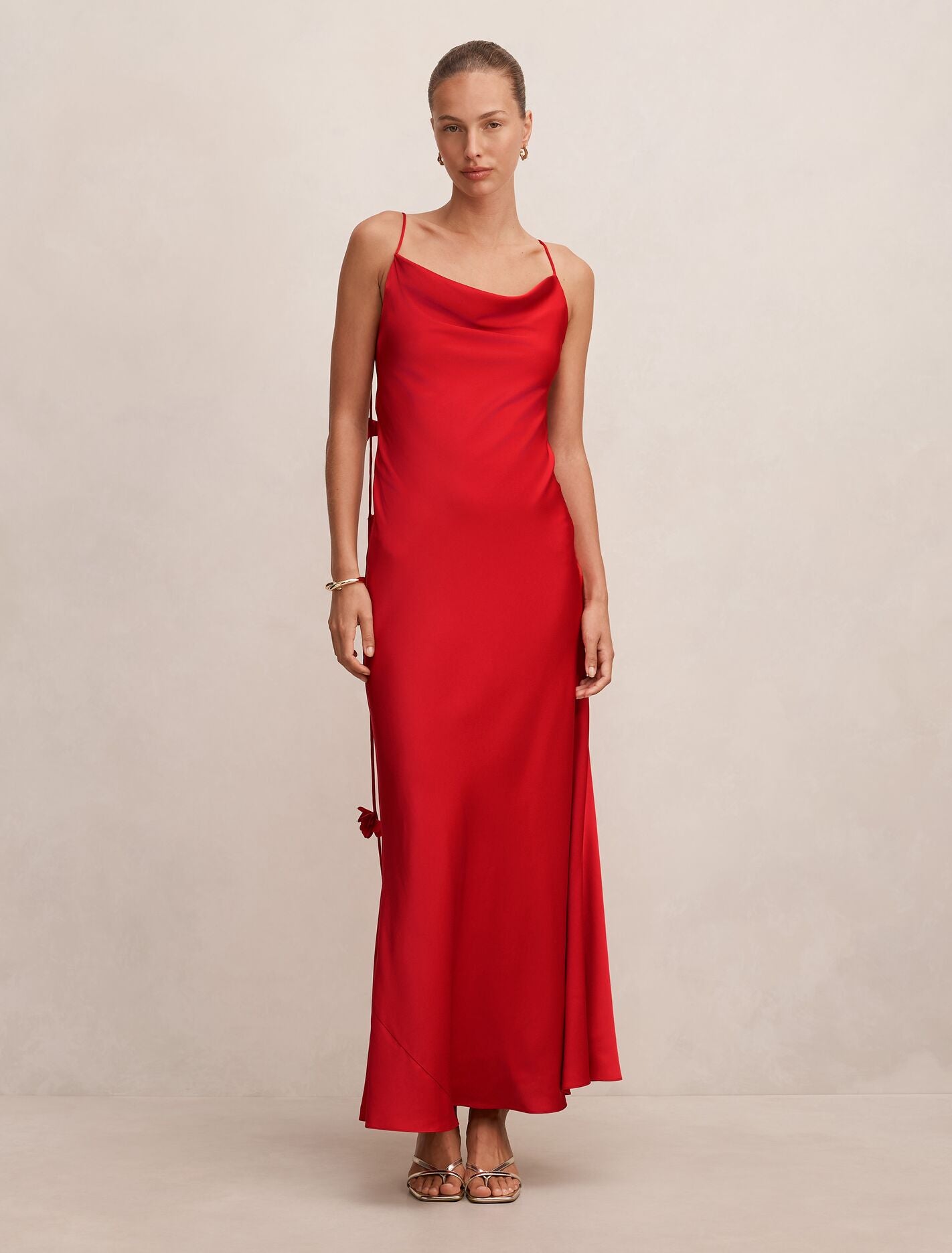 Amery 3D Floral Satin Maxi Dress True Red Forever New