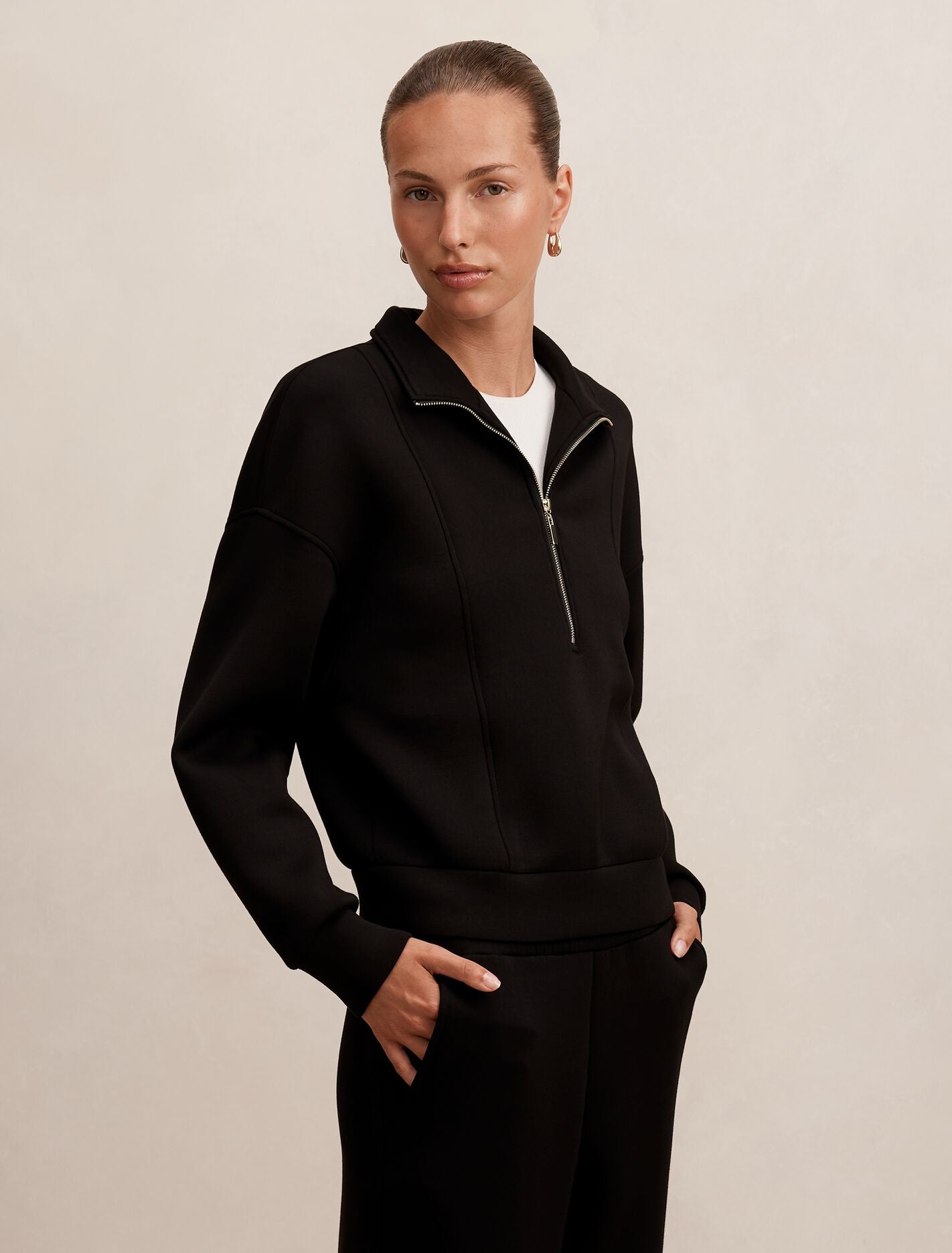 Heidi Seam Detail Lounge Jumper Black | Forever New