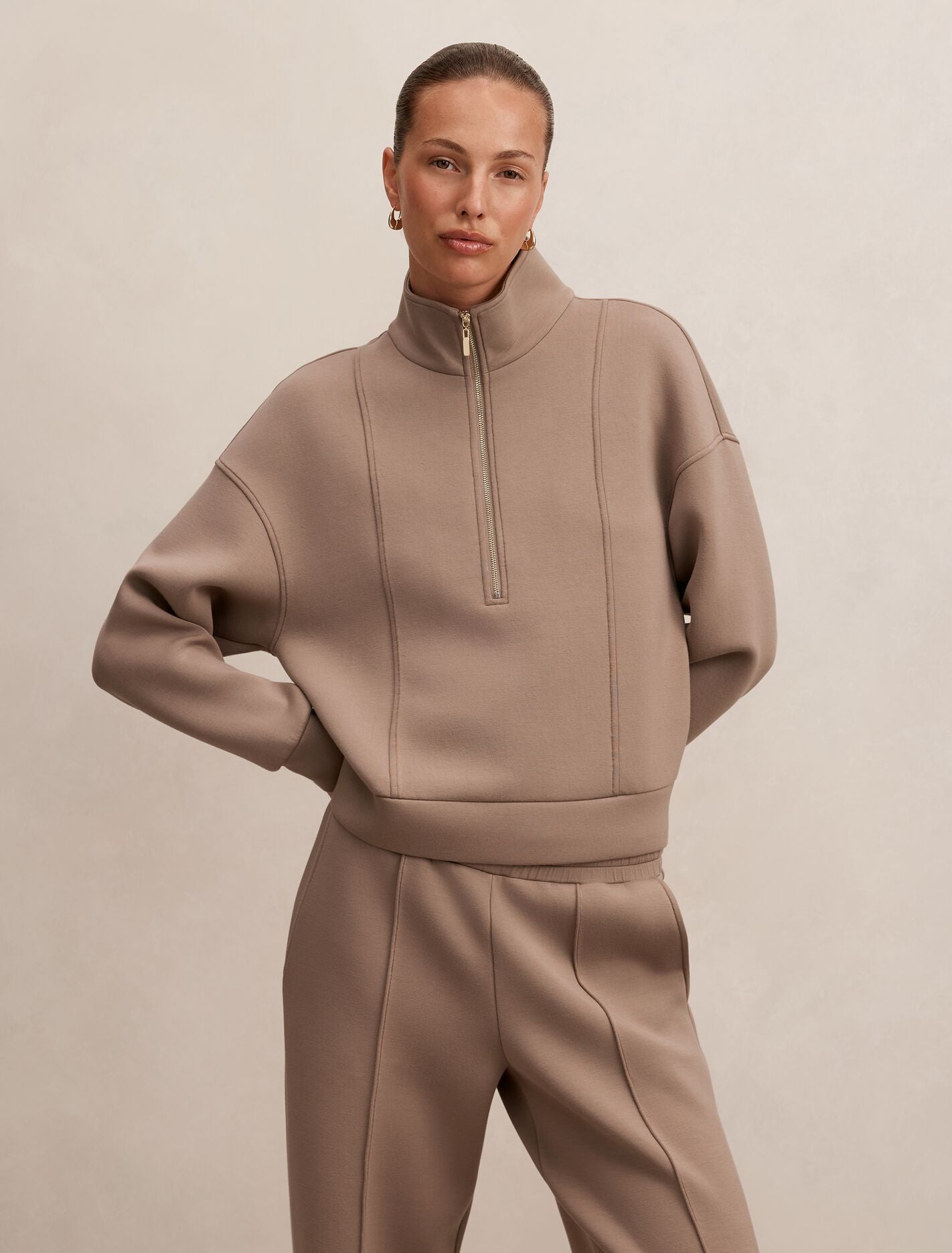 Heidi Seam Detail Lounge Jumper Pine Bark Forever New