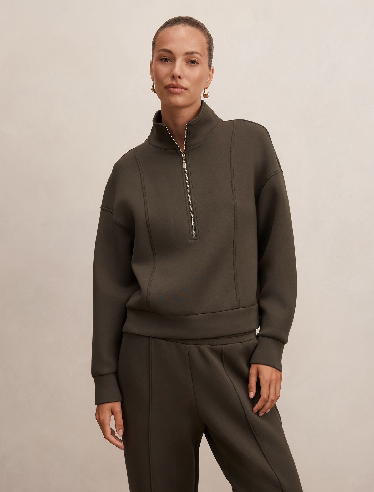 Heidi Seam Detail Lounge Jumper Sage Moss | Forever New