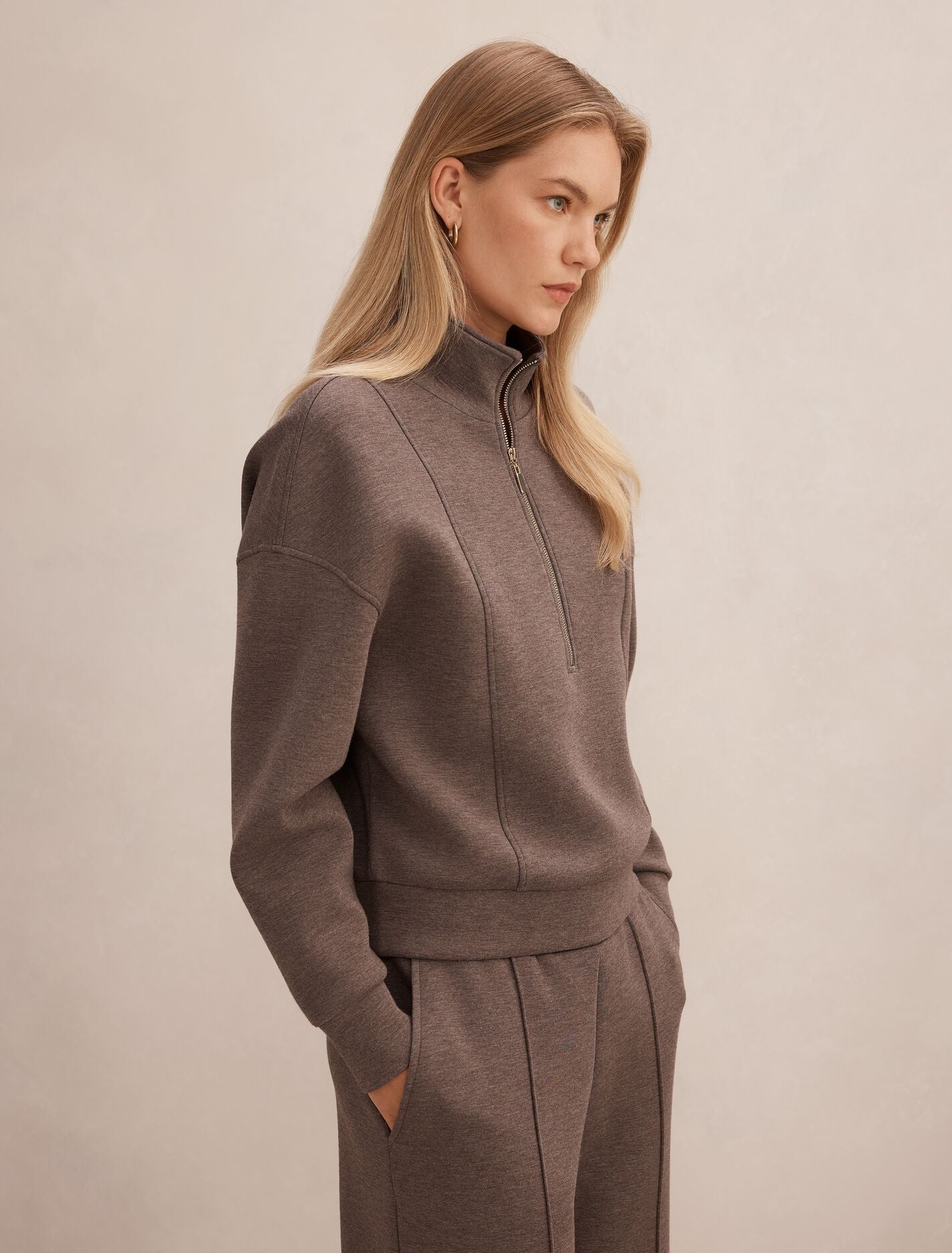 Heidi Seam Detail Lounge Jumper Mocha Mist | Forever New
