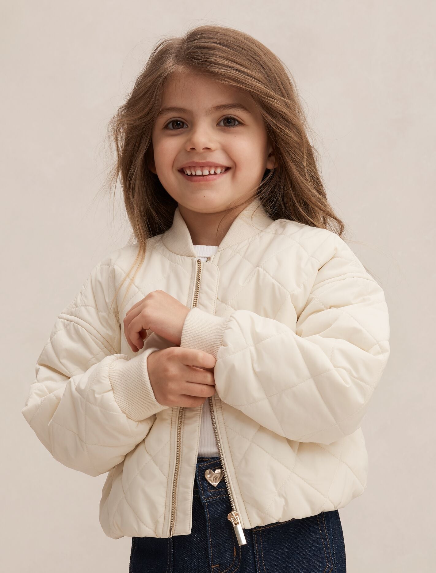 Alexa Girls Quilted Jacket Soft Sand Forever New