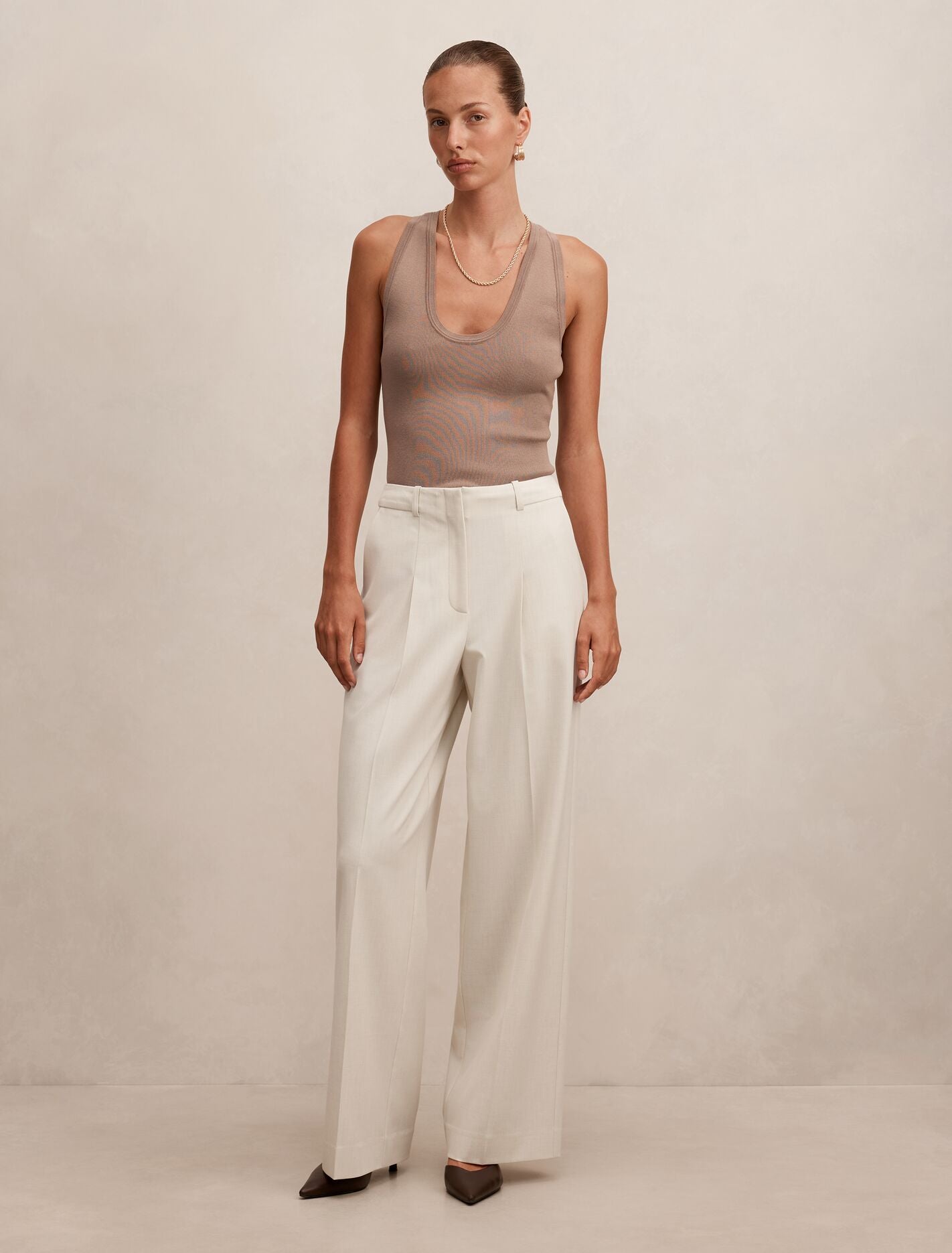 パンツ AVALONE wide trousers P-SF24 Tessa Wide Leg Pants Cream Suit | Forever New