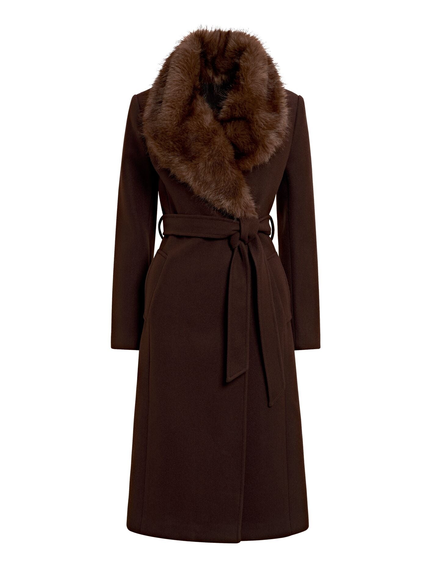 Shelby Faux Fur Collar Coat Camel/Choc | Forever New