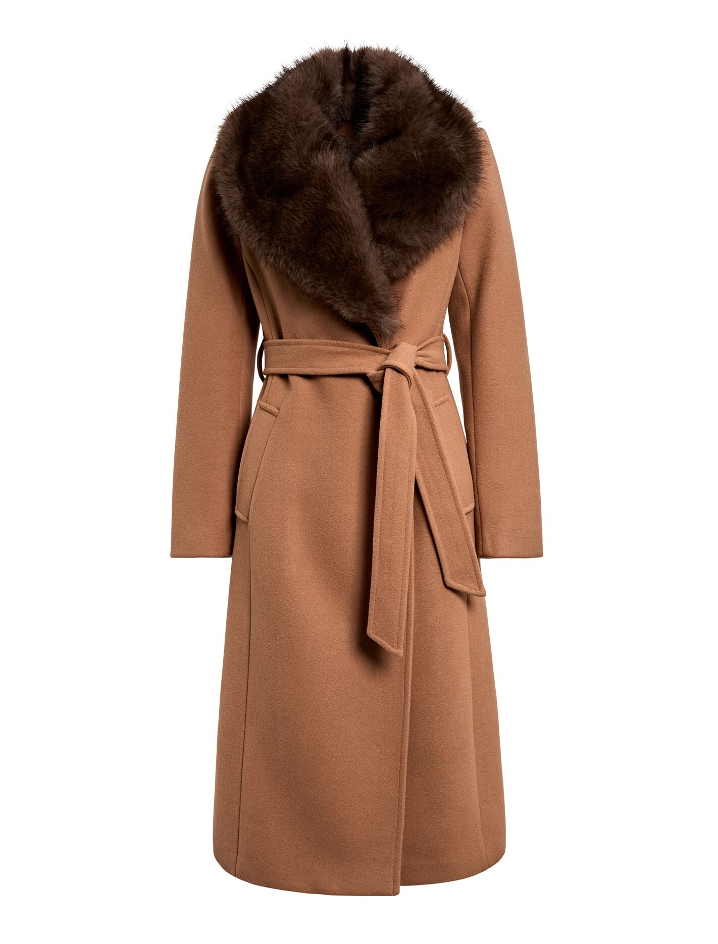 Shelby Faux Fur Collar Coat Camel/Choc | Forever New