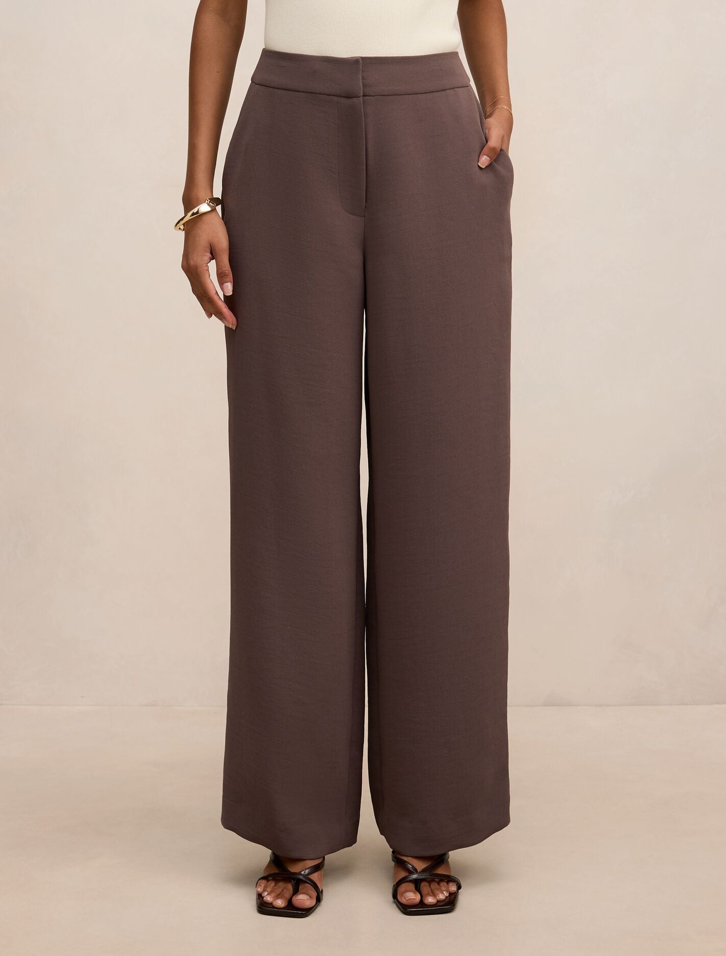 Dani Petite Tailored Straight Leg Pants Porcini Suit Forever New