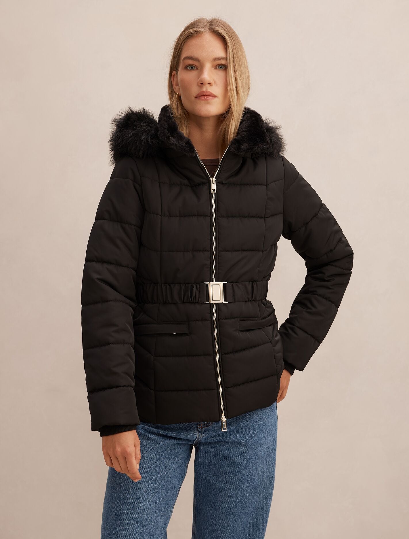Macey Short Puffer Jacket Black Forever New
