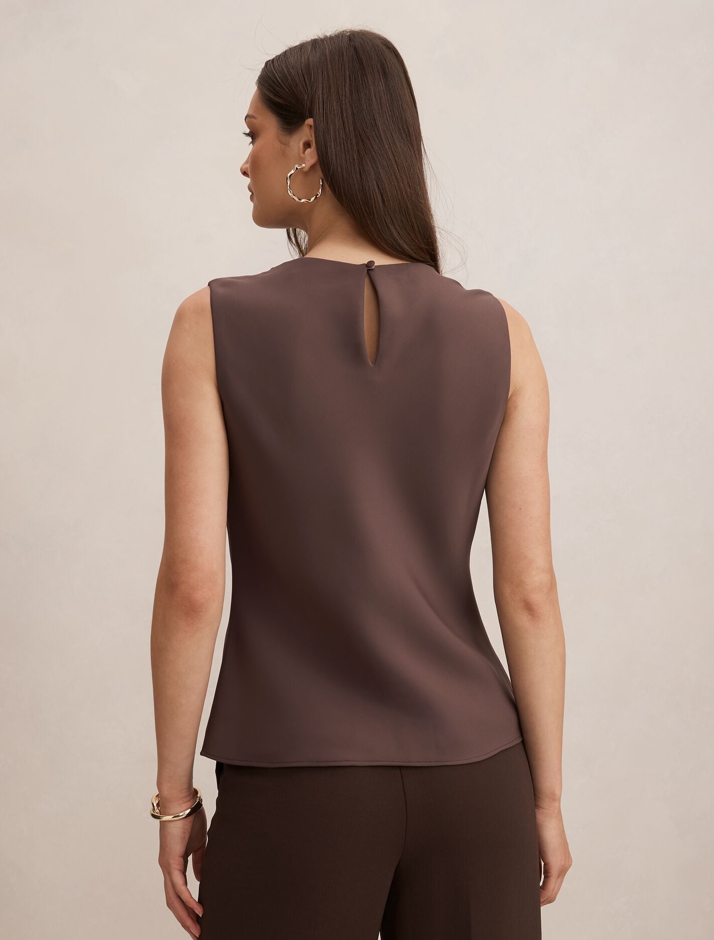 Scout Sleeveless Drape Top Chocolate | Forever New