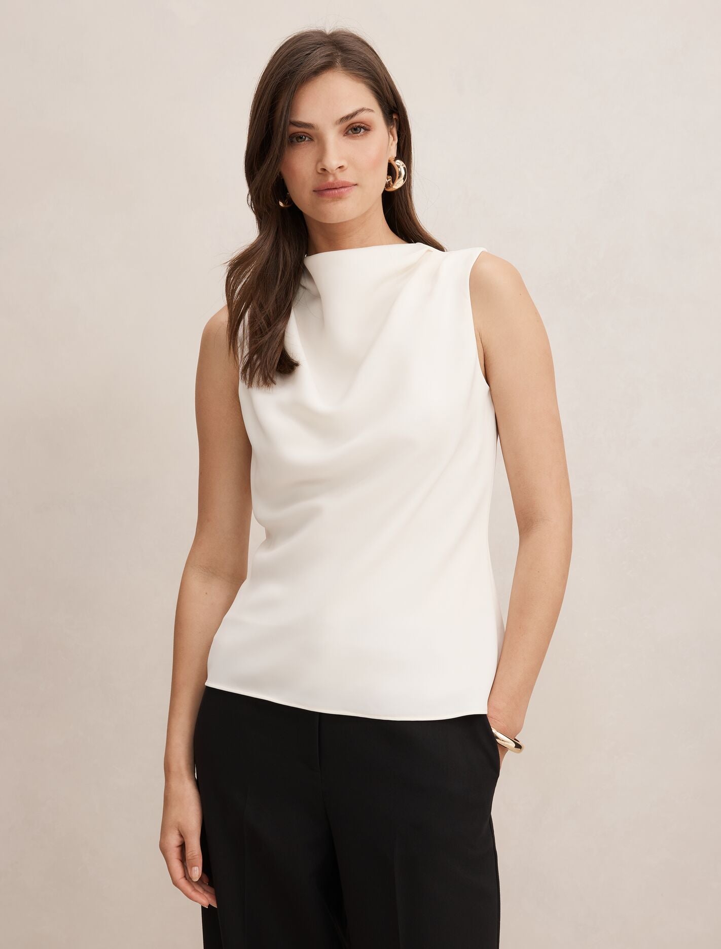 Scout Sleeveless Drape Top Classic Ivory | Forever New