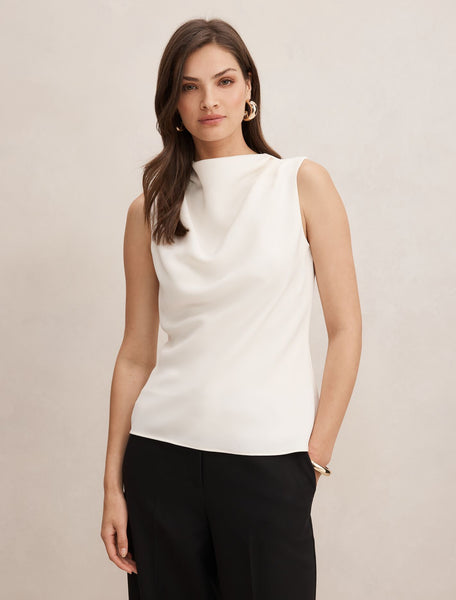 Scout Sleeveless Drape Top Classic Ivory | Forever New