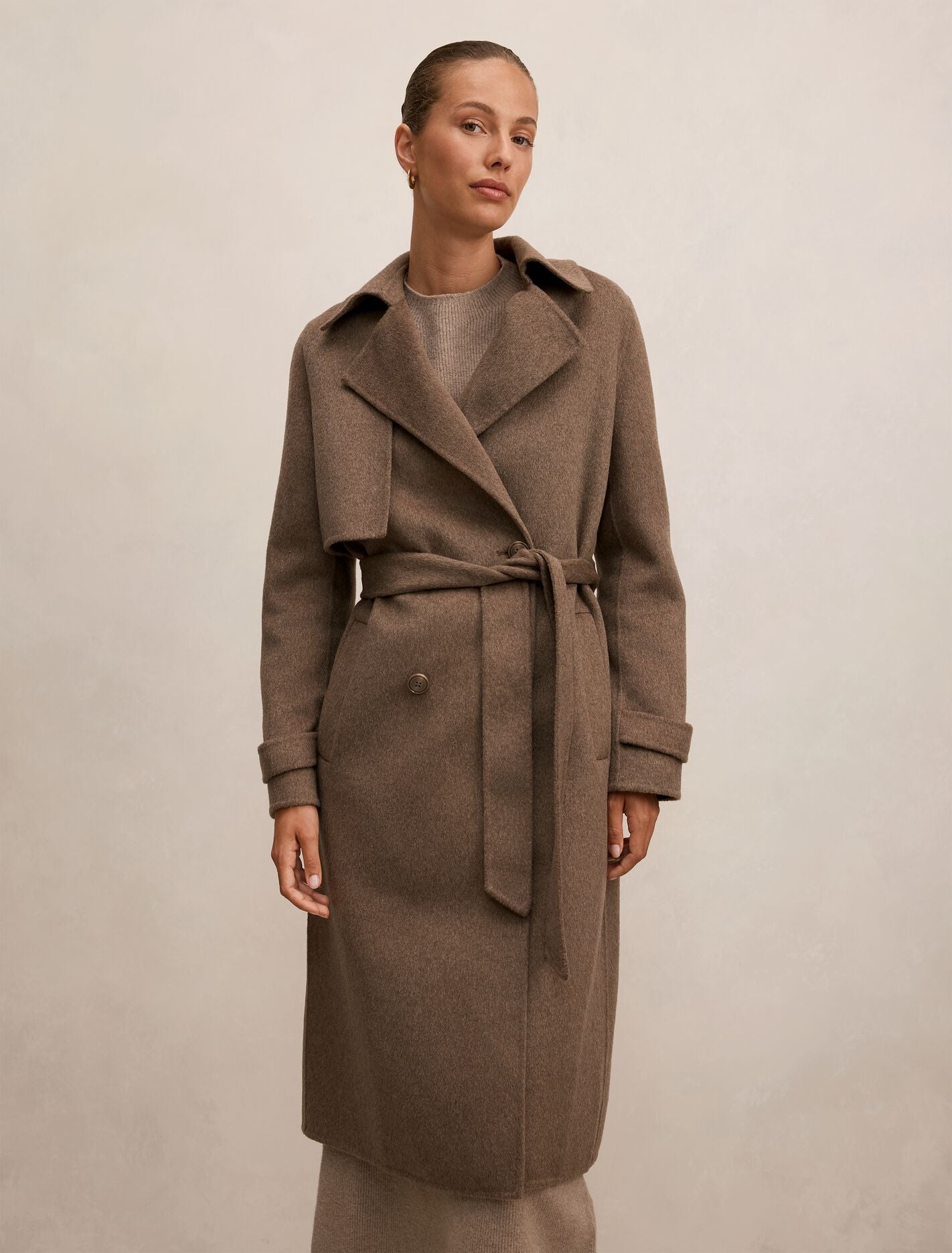 Bronte Felled Coat Brown Mushroom Forever New