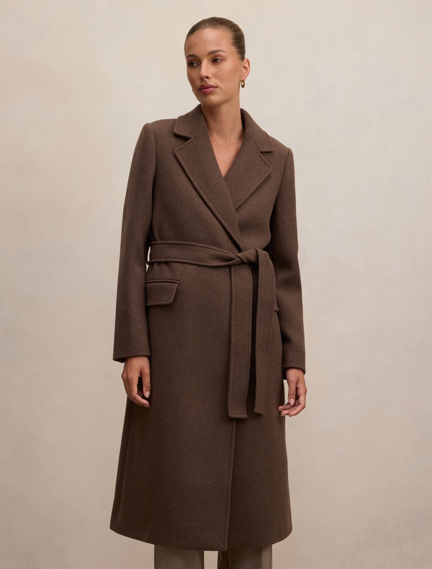 Aydee Double Breasted Coat Mid Brown Forever New