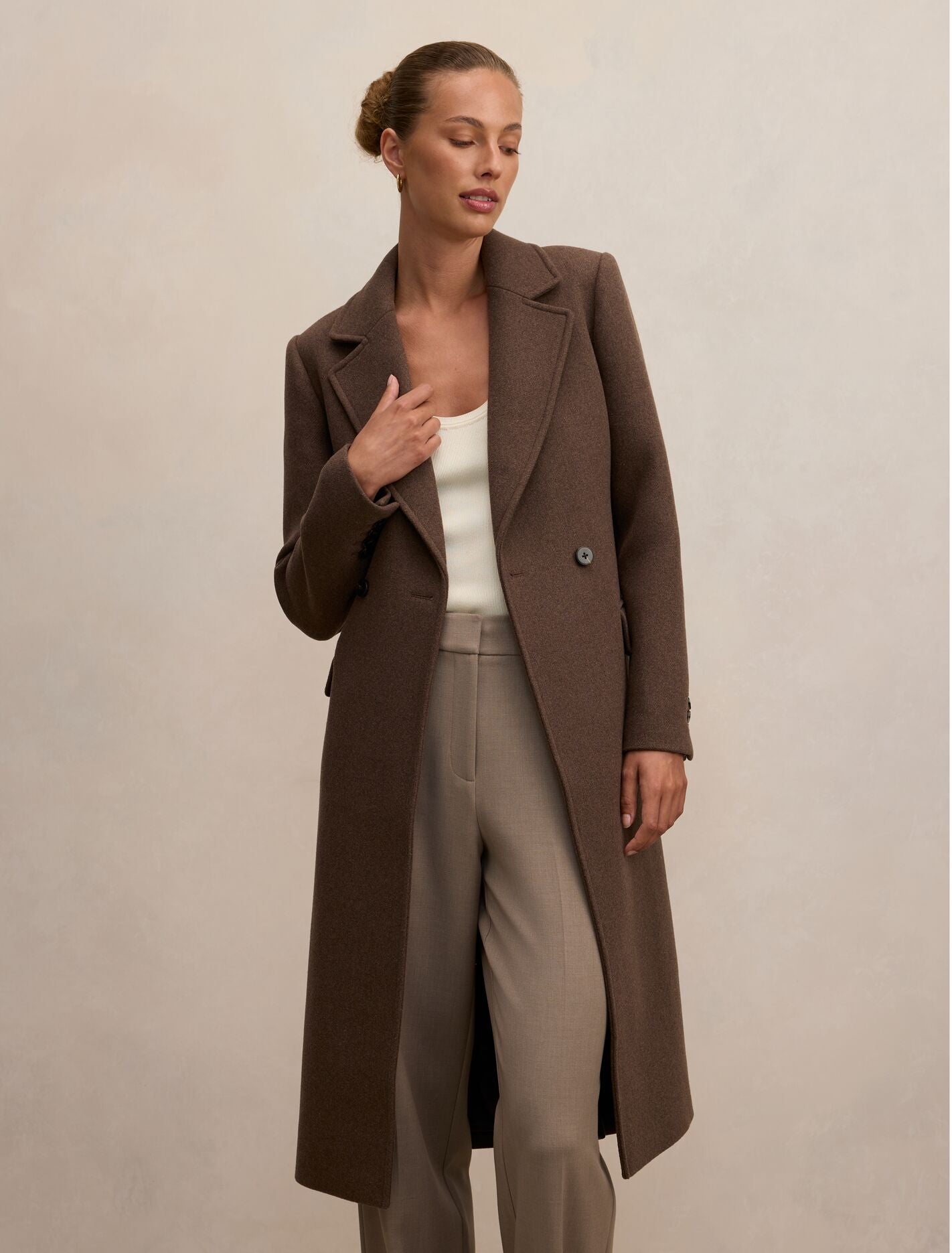 Aydee Double Breasted Coat Mid Brown | Forever New