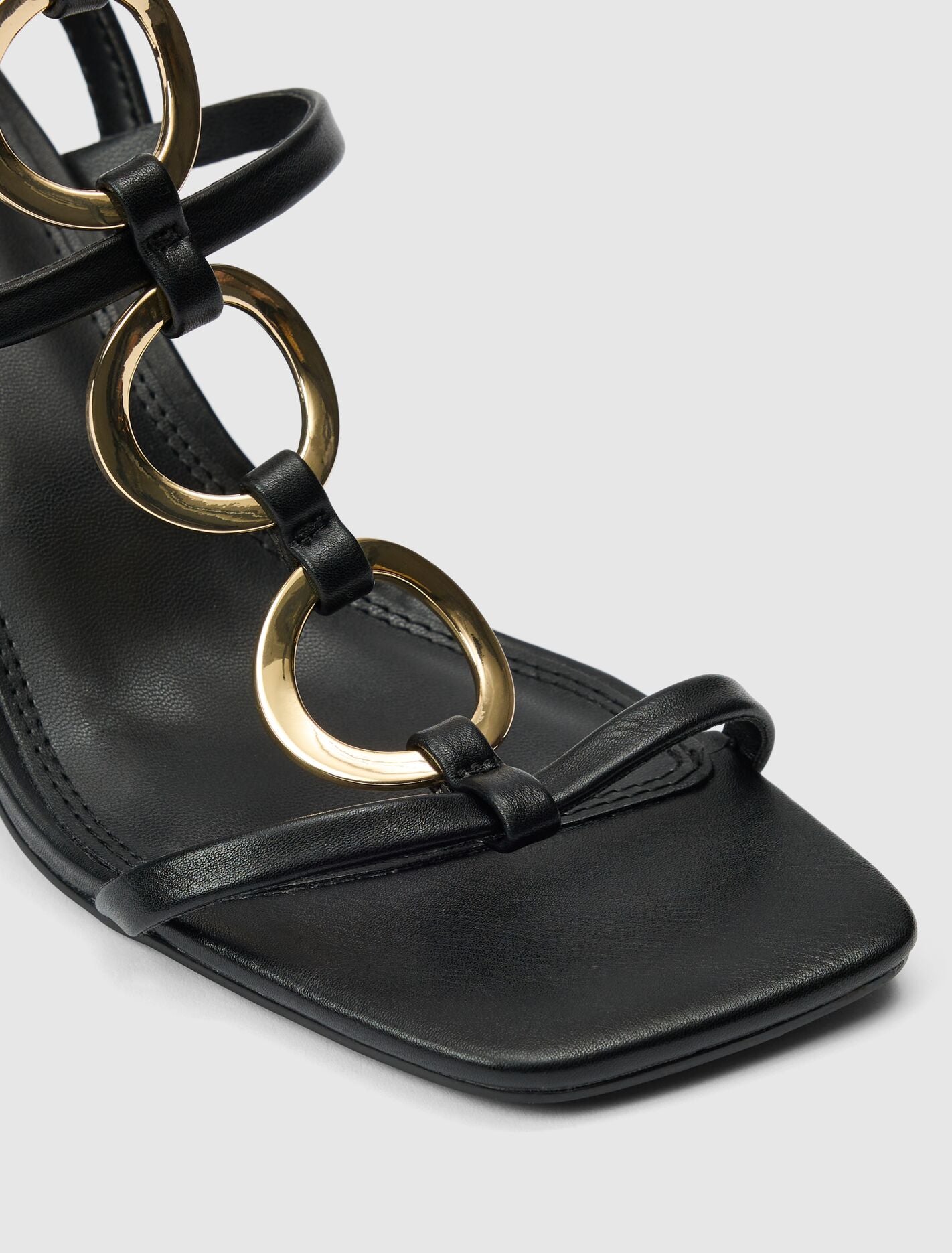 Gracie Ring Detail T Bar Strappy Sandal Heel Forever New