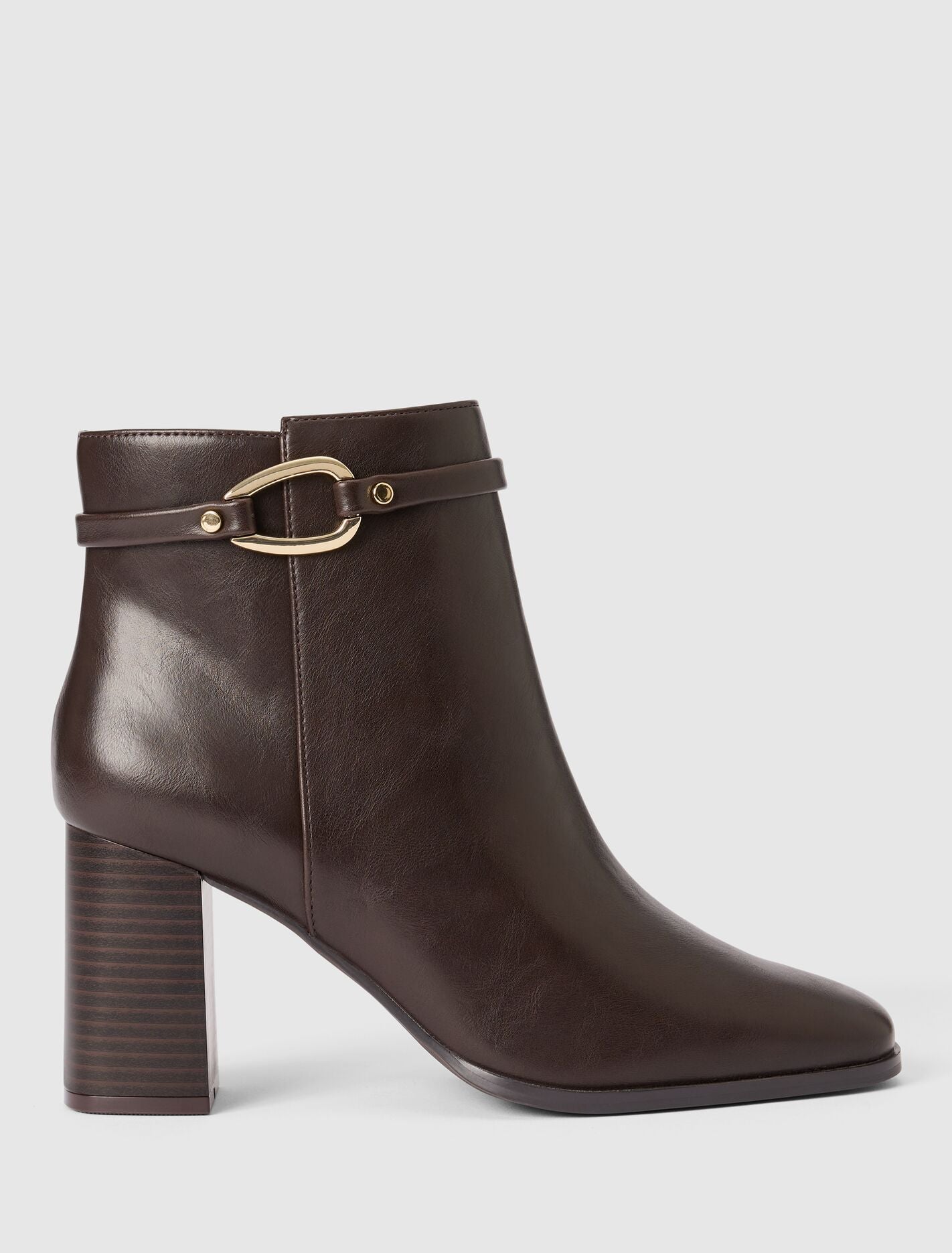 Rosanna Hardware Trim Heeled Ankle Boot Chocolate Brown Forever New