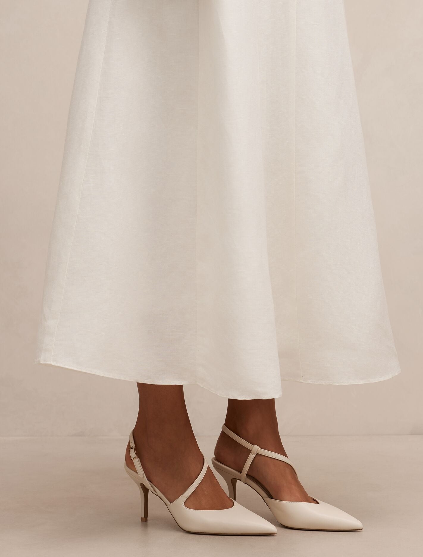 Lisa Asymmetrical Strapping Detail Court Heel Ivory | Forever New