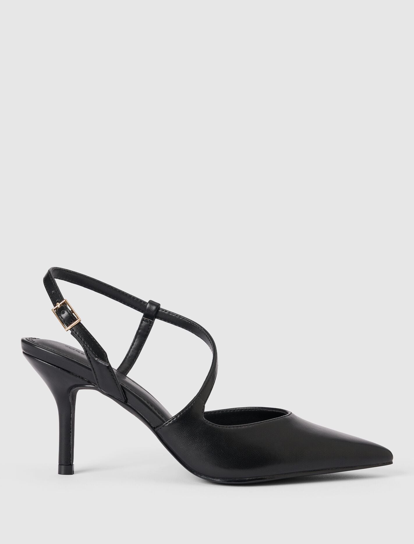 Lisa Asymmetrical Strapping Detail Court Heel Black | Forever New Lisa Asymmetrical Strapping Detail Court Heel Black | Forever New