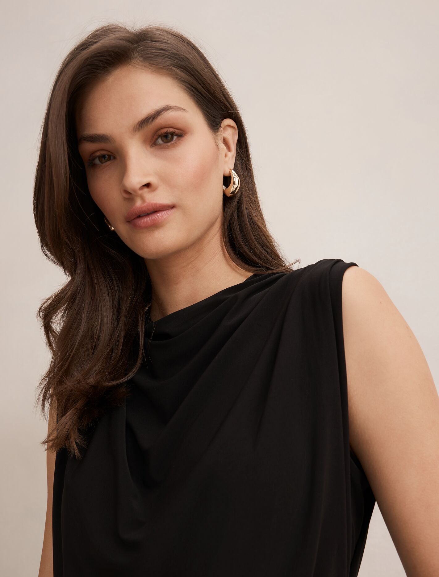 Adele Cinched Waist Tank Top Black | Forever New