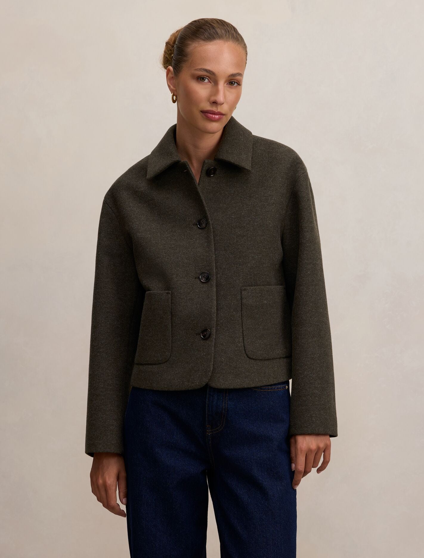 Luna Patch Pocket Jacket Pine Green Forever New