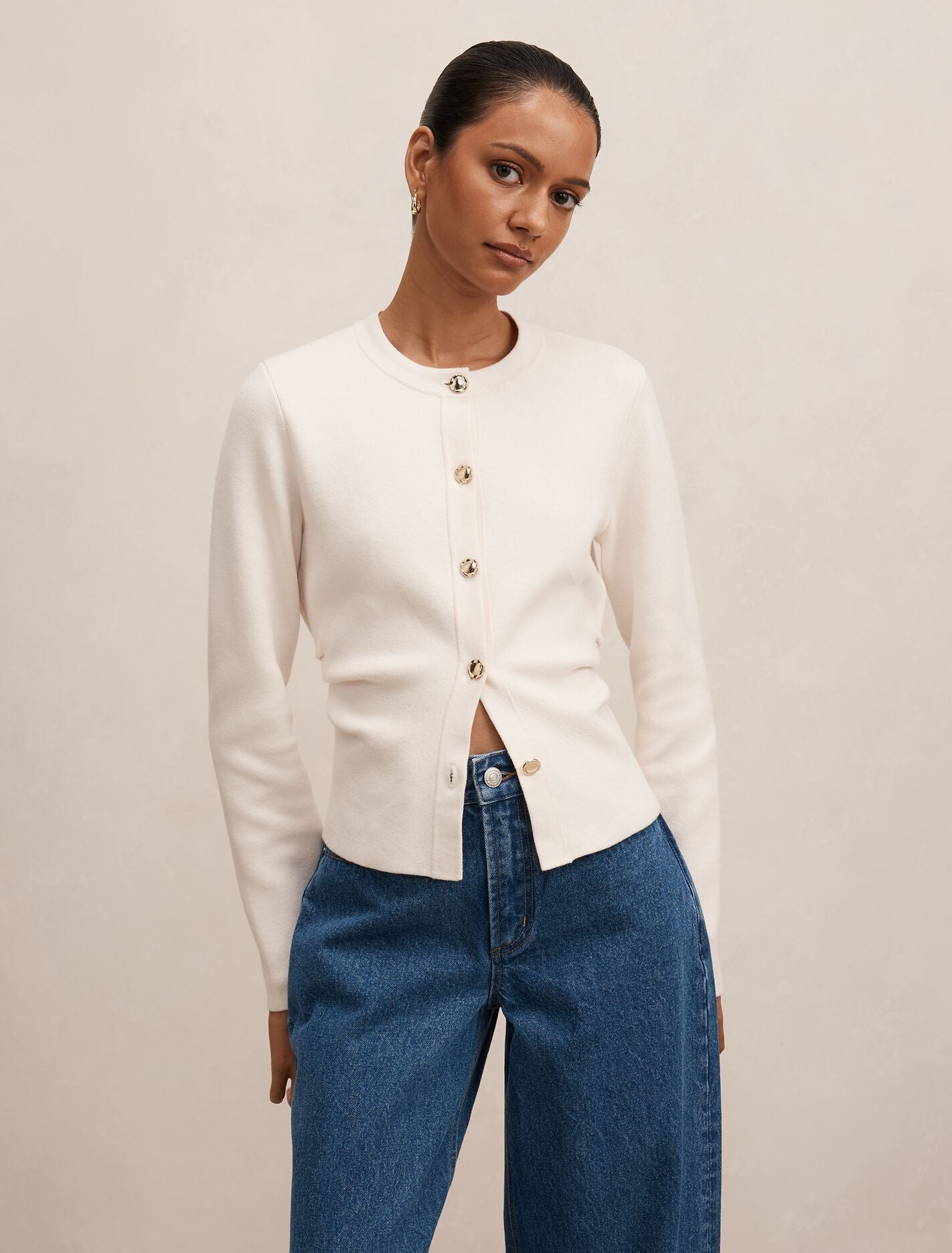 Valencia Petite Structured Cardigan Vanilla | Forever New
