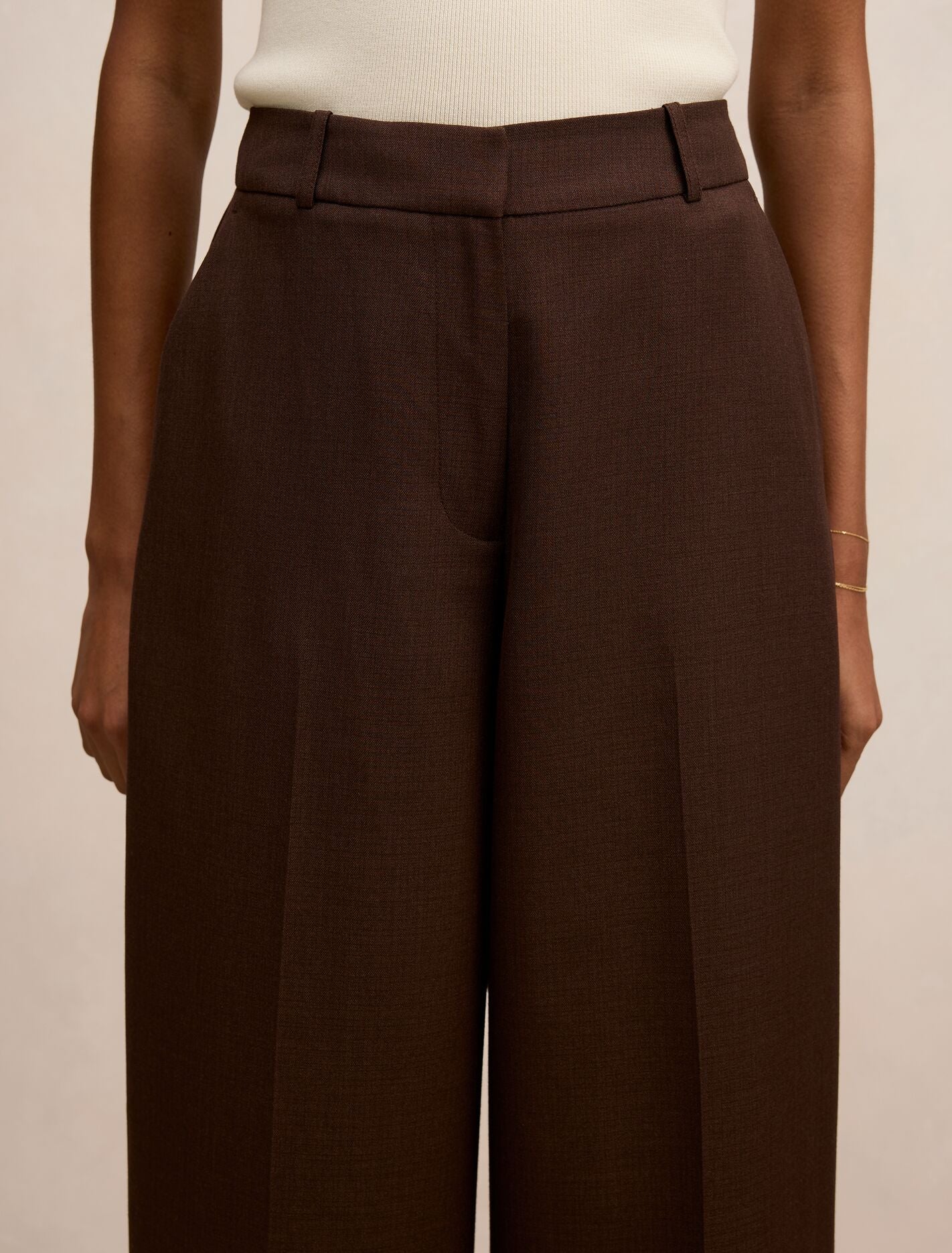 Harper Petite Wide Leg Pants Chocolate Mousse Suit | Forever New
