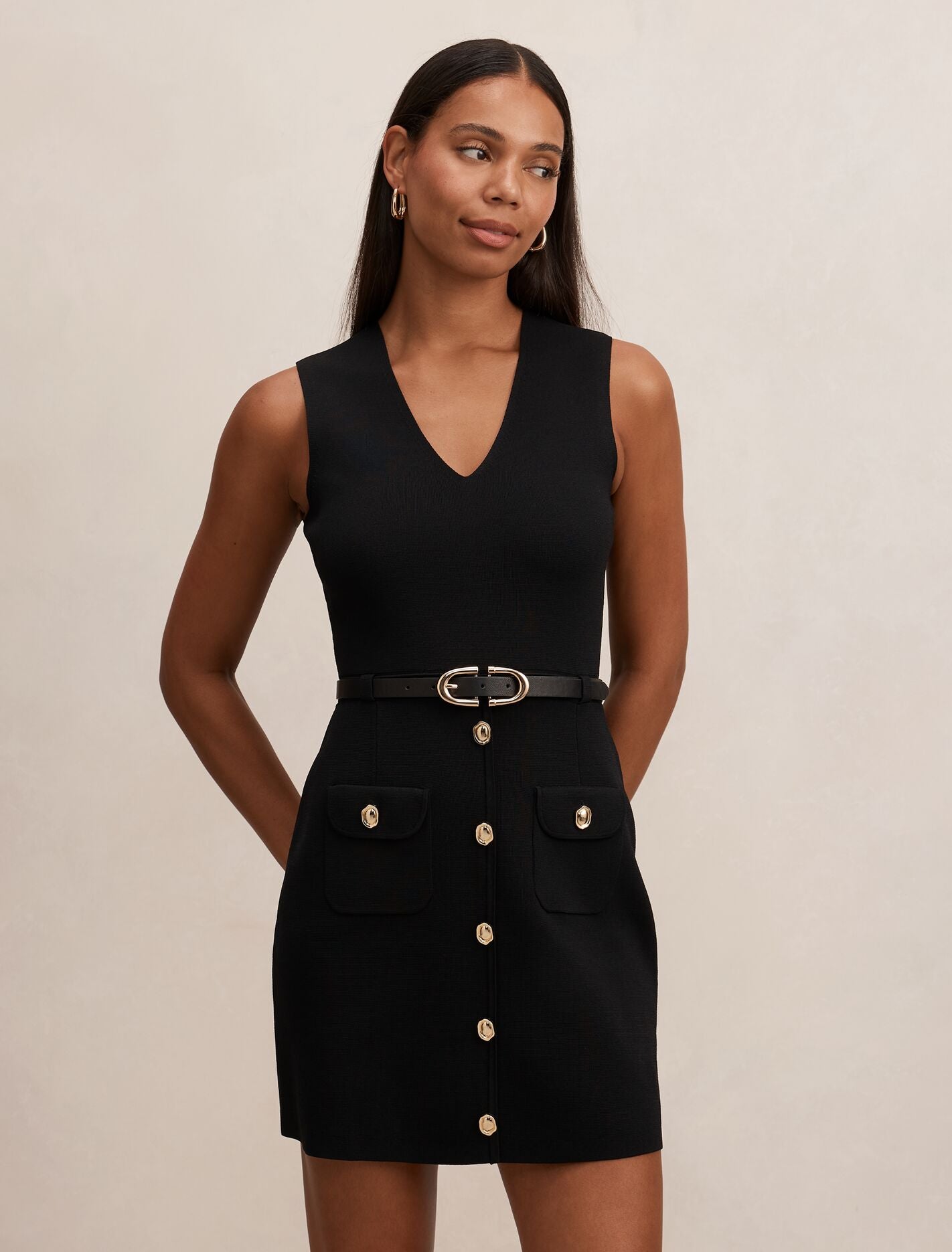 Miley Pocket Detail Knit Dress Black | Forever New