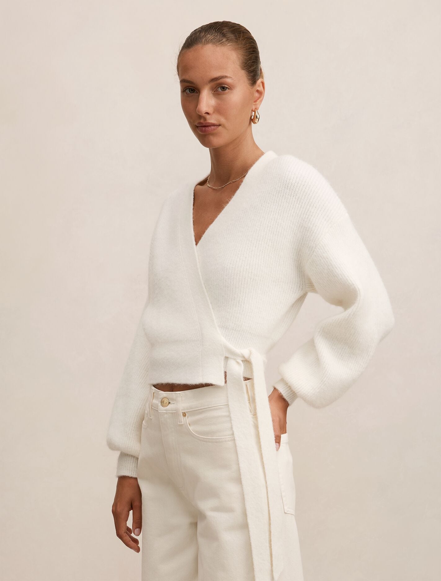 Mollie Tie Wrap Cardigan Cream | Forever New