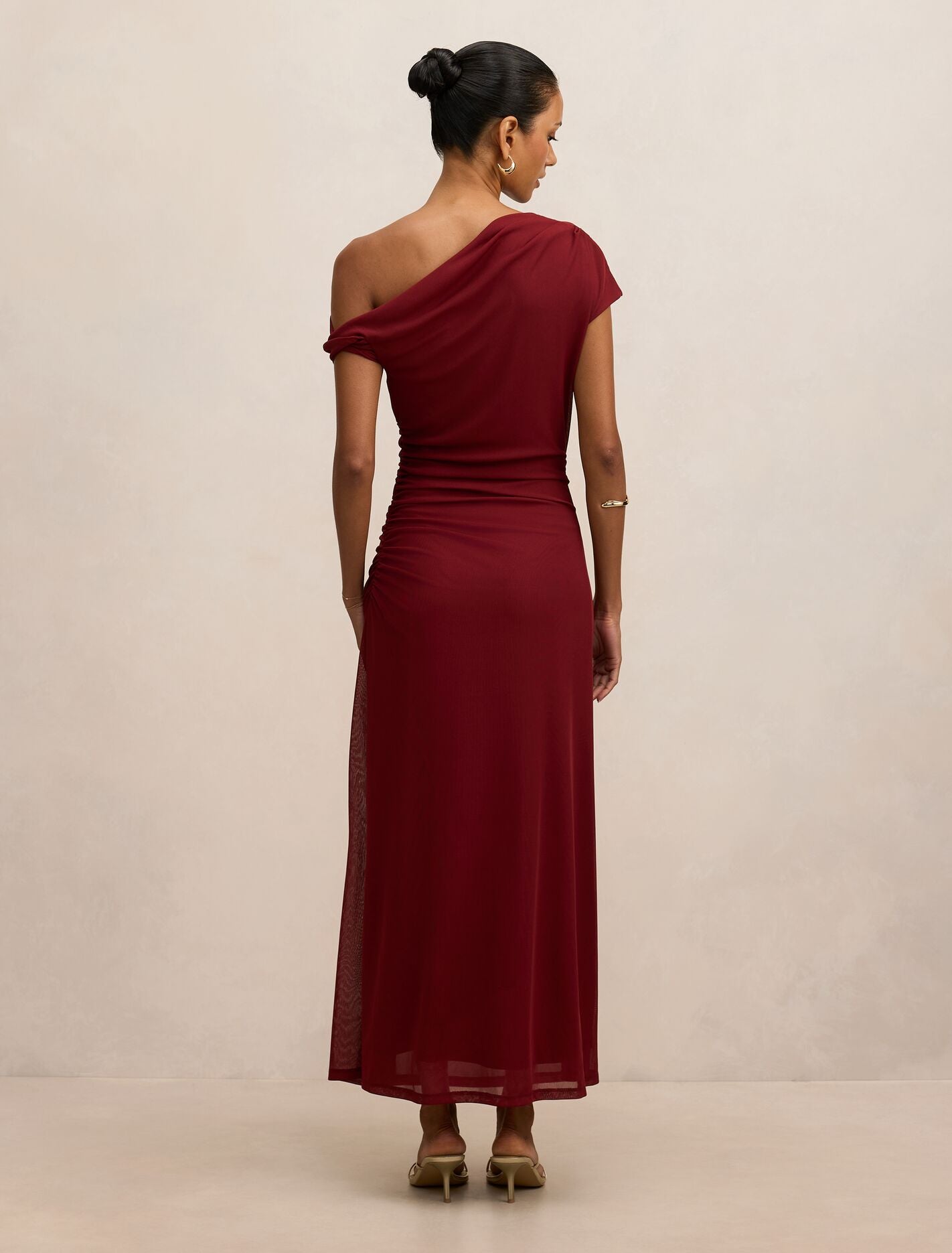 Paris Petite Draped Mesh Midi Dress Forever New