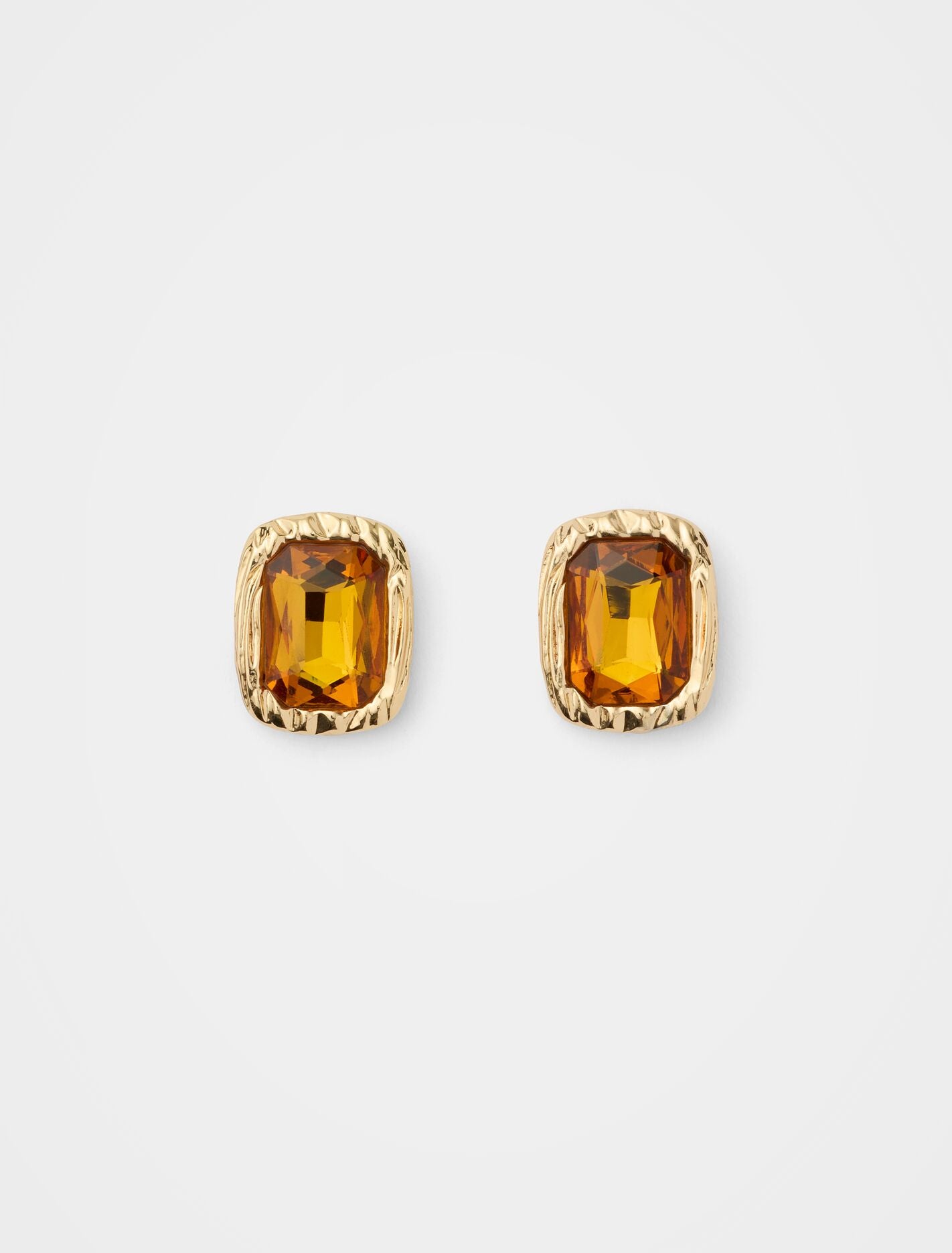 Signature Suki Square Stone Stud Earrings 0 Gold Amber Forever New