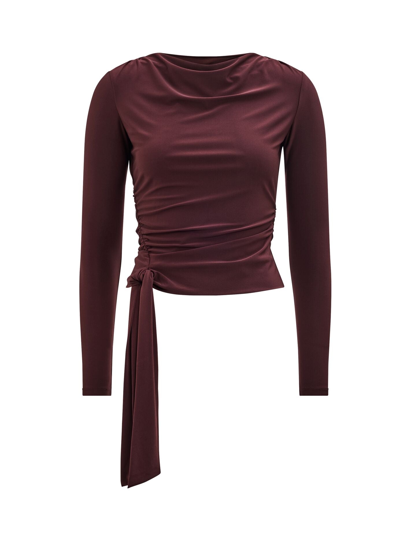 Lexi Tie Long Sleeve Top Midnight Plum | Forever New