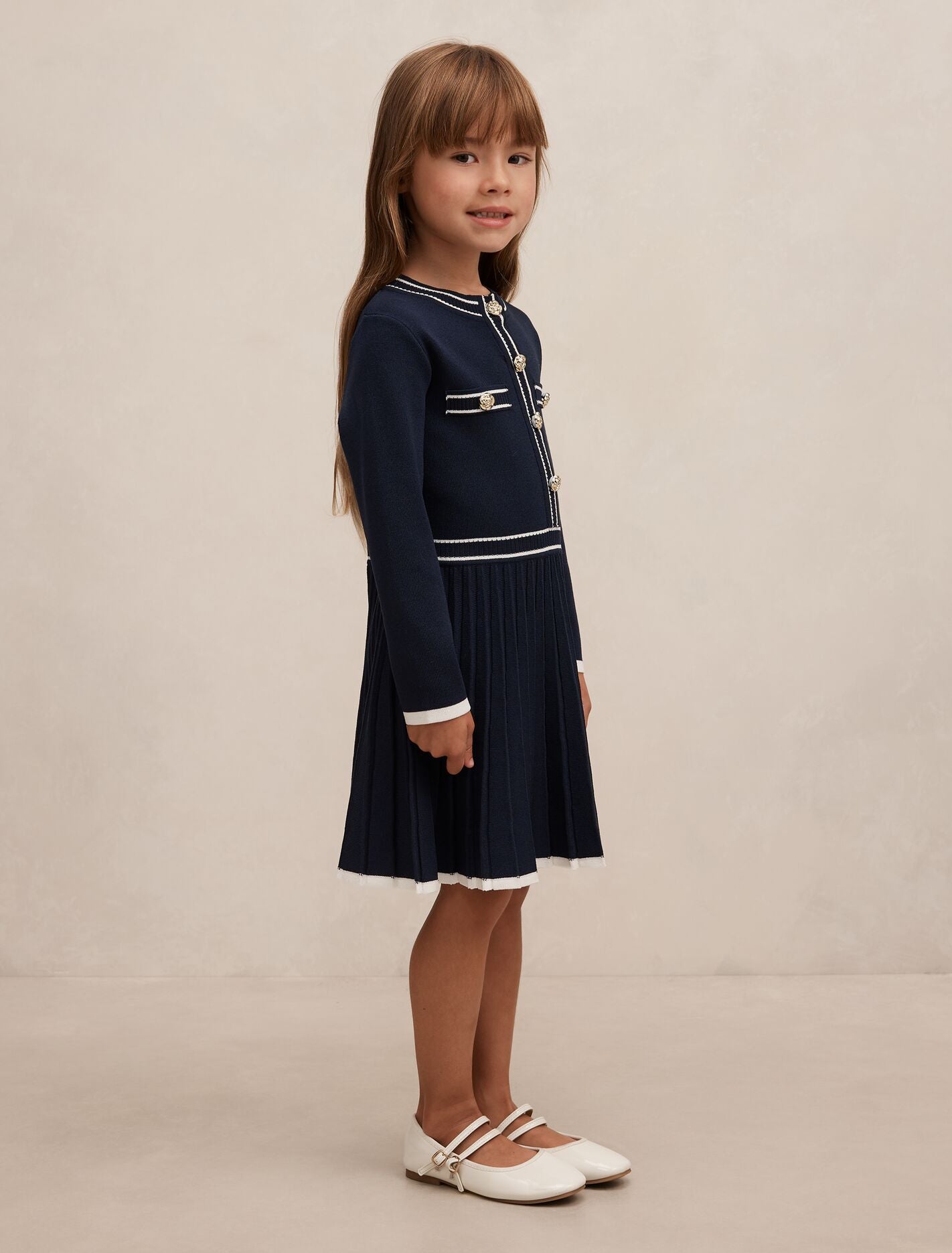 Serena Girls Pleated Knit Dress Forever New