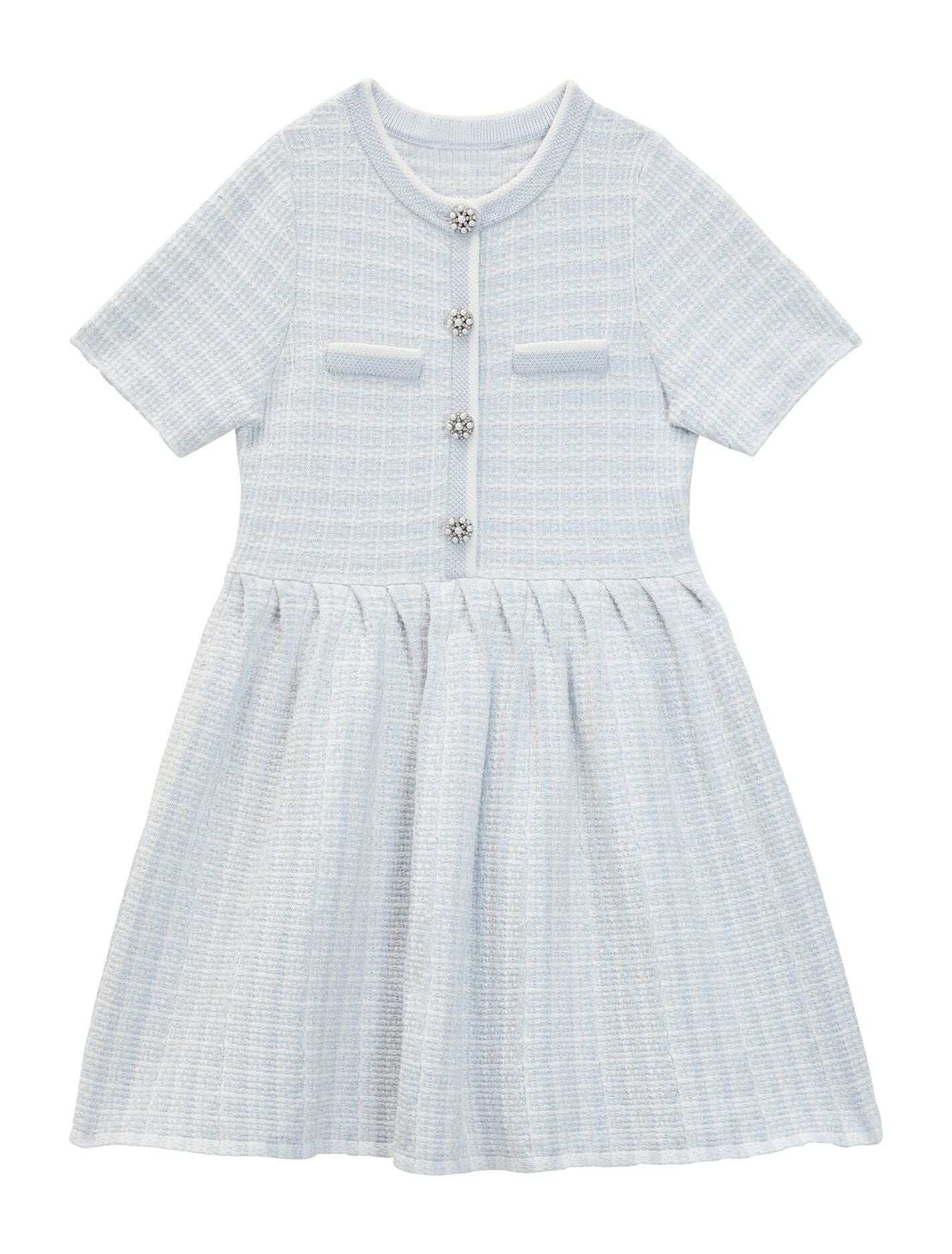 Elsa Girls Pleated Knit Boucle Dress Forever New