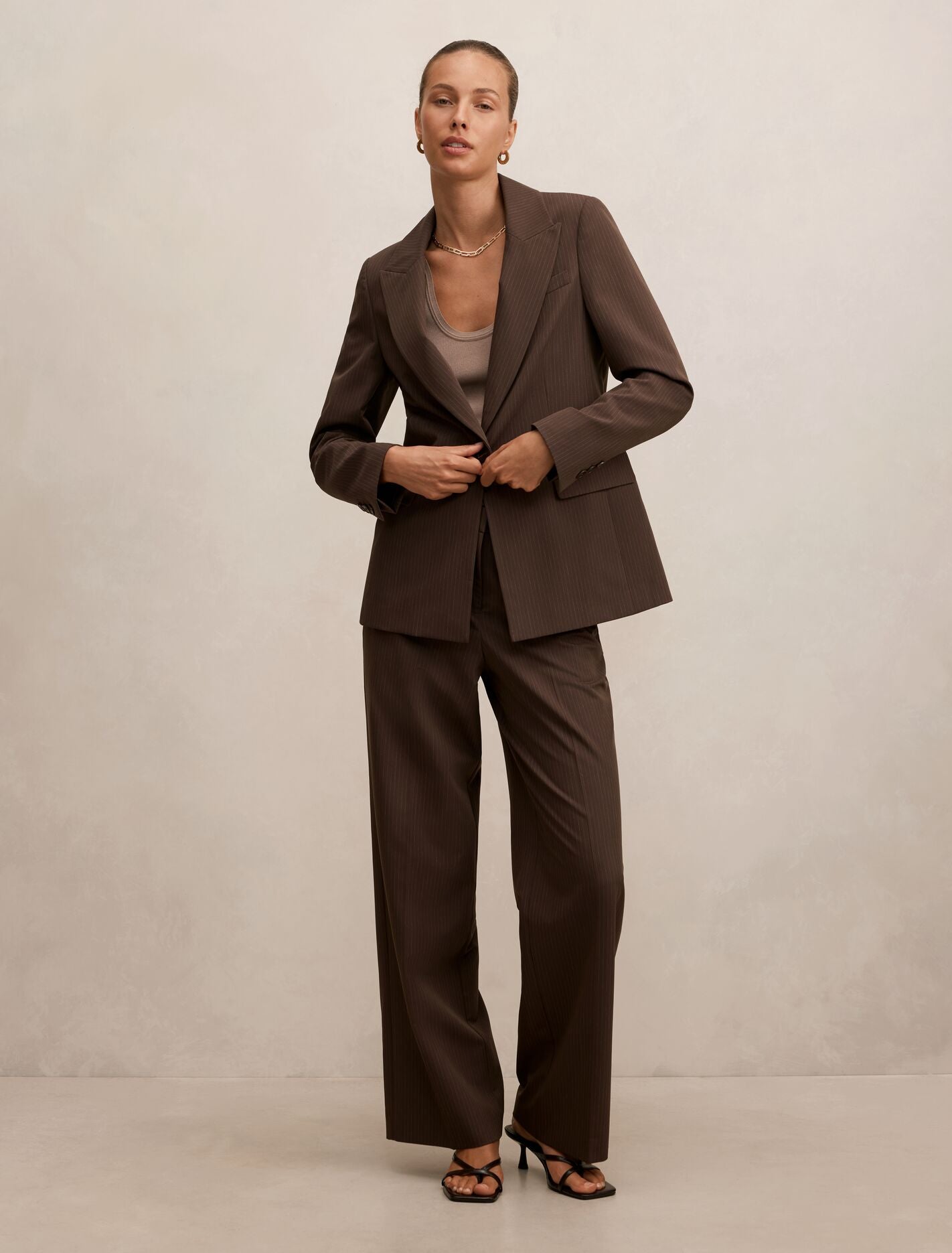 Bree Pinstripe Single Breasted Blazer Forever New