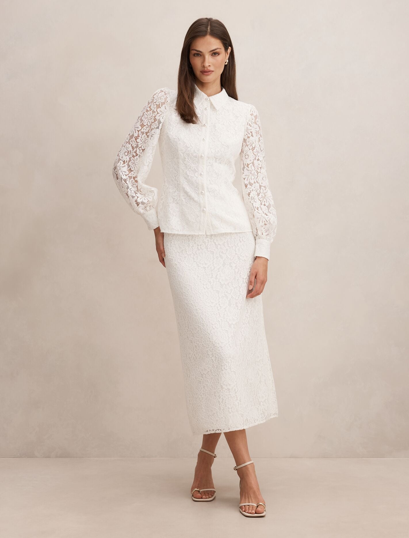 Loretta Lace Midi Skirt Porcelain Co-Ord | Forever New