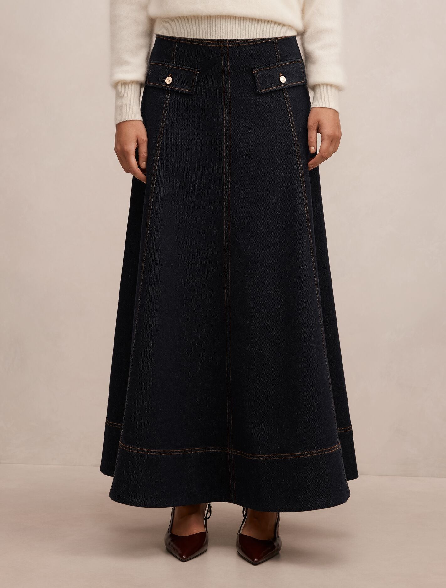 Kelly Denim Maxi Skirt Dark Wash | Forever New
