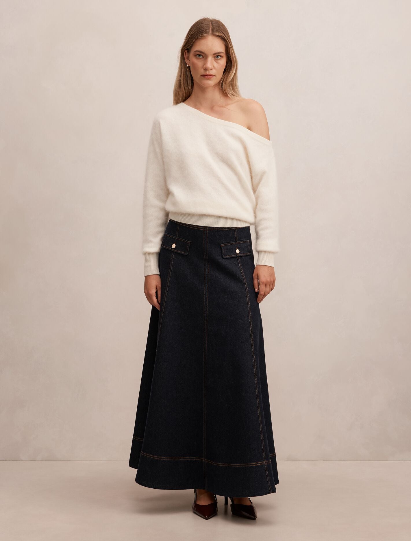 Kelly Denim Maxi Skirt Dark Wash | Forever New