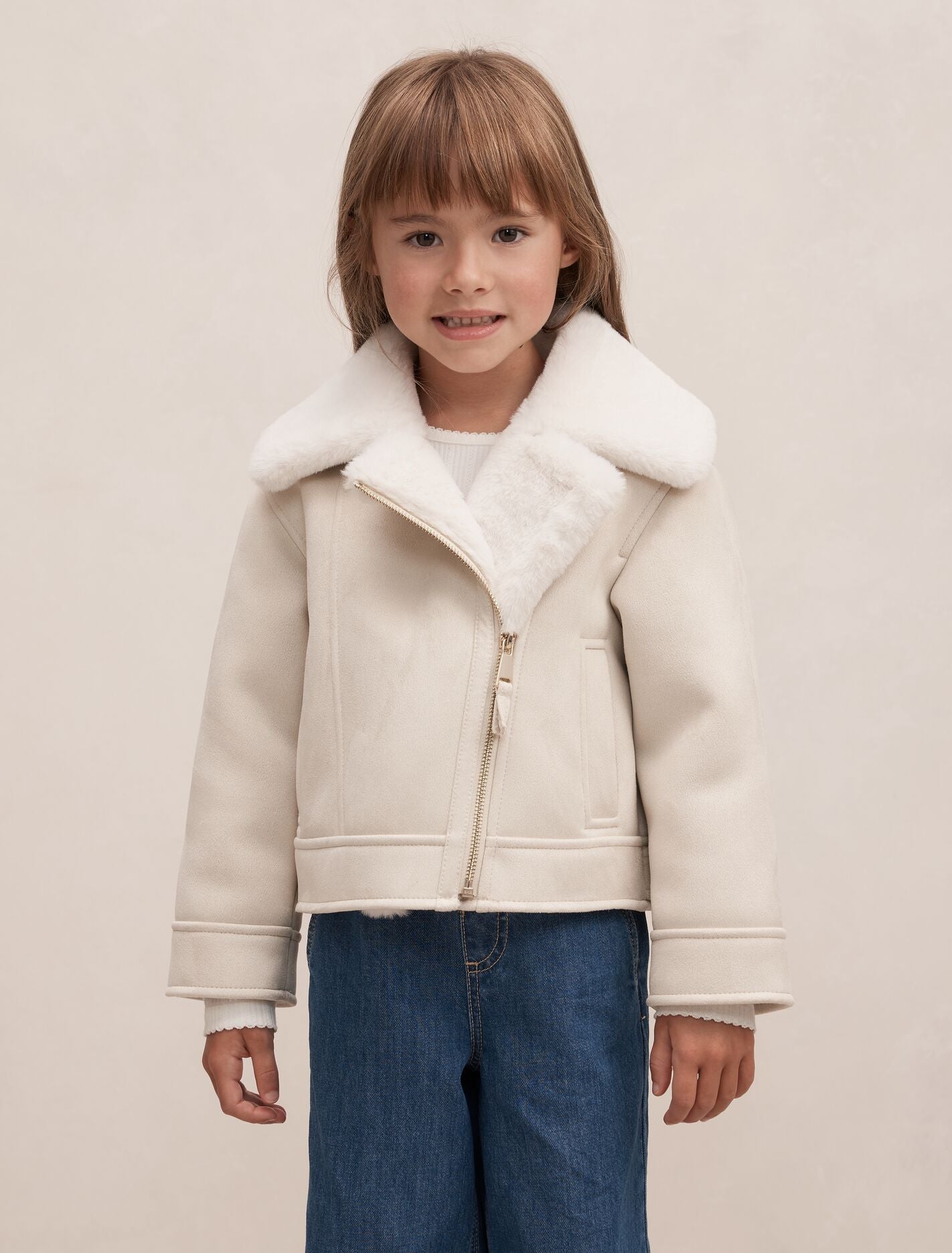 Juniper Girls Aviator Jacket Cream | Forever New
