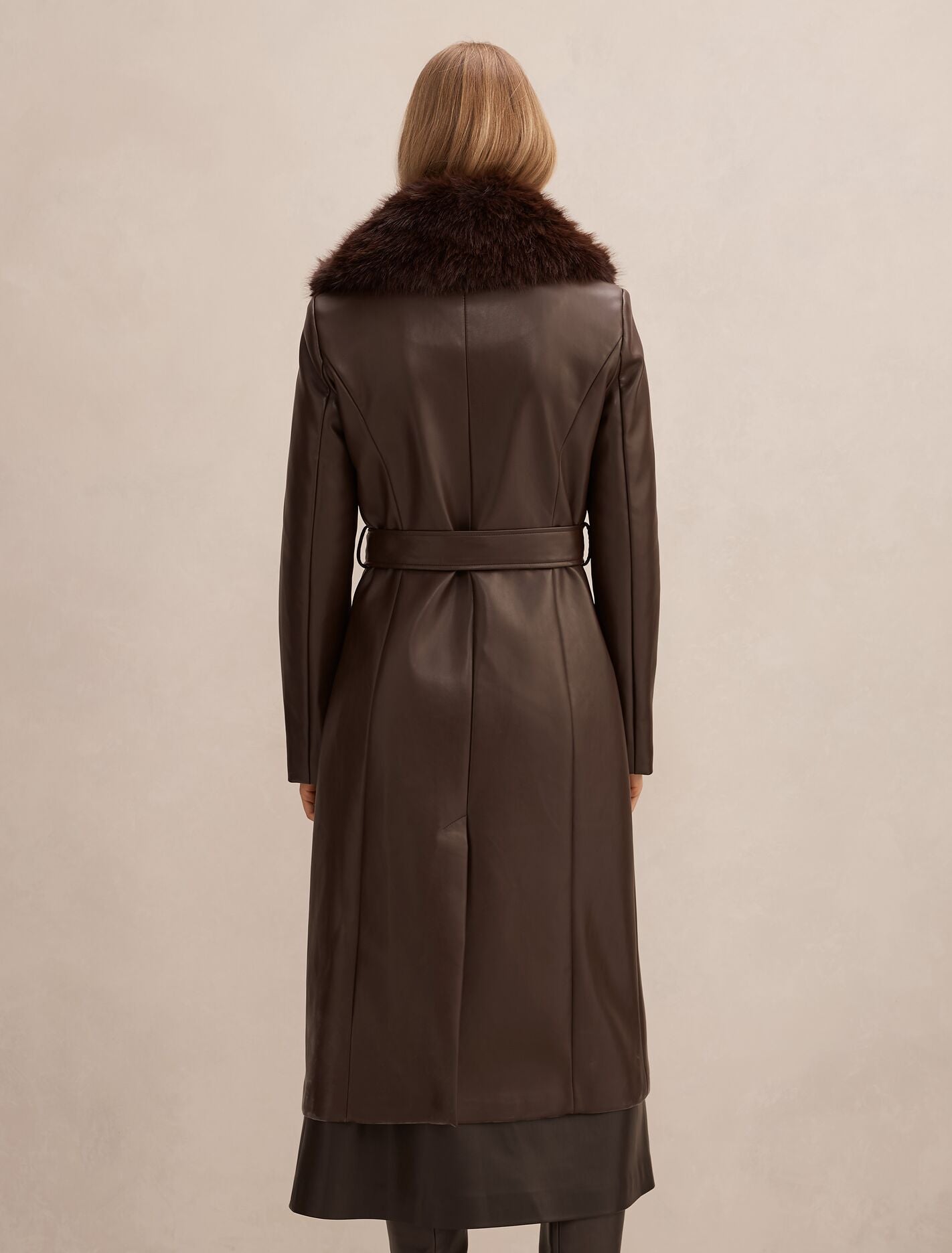 Faith Faux Fur Collar Pu Trench Coat Forever New