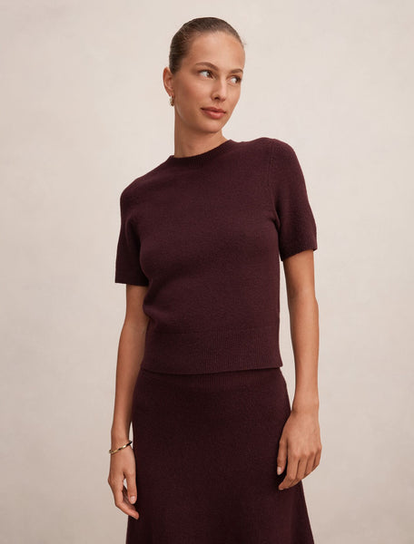 Elliotte Knitted T-Shirt Plum Co-Ord | Forever New
