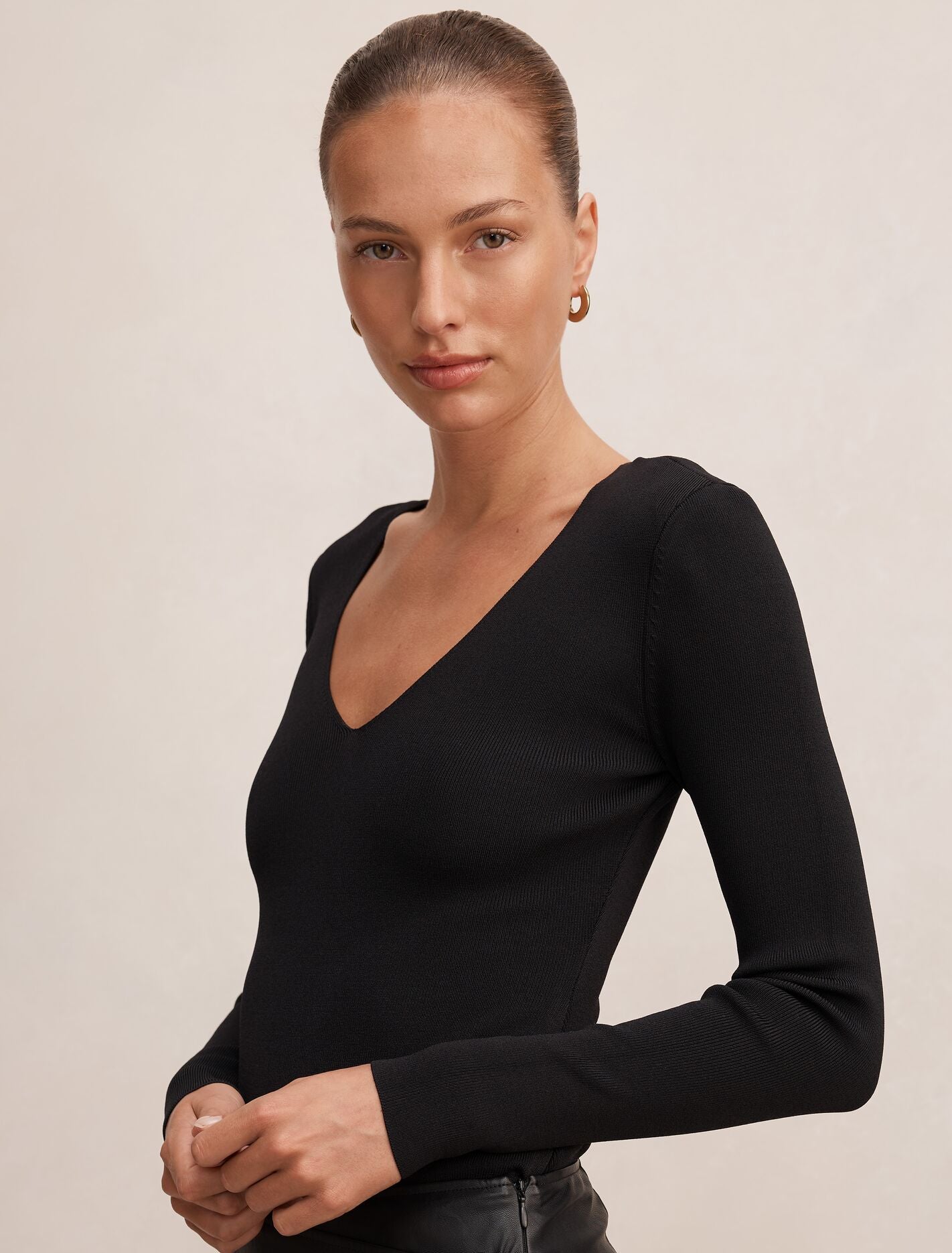 Emi Knitted Plunge Neck Bodysuit Forever New